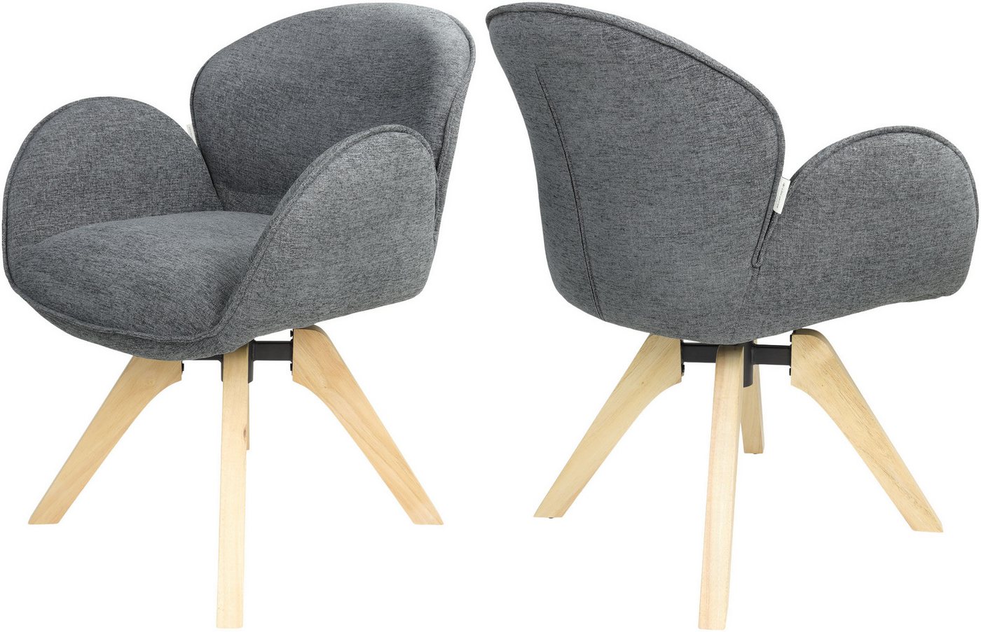 TOM TAILOR HOME Armlehnstuhl WINGS ARMCHAIR (Set, 2 St), mit Armlehnen, drehbar, Rückholfunktion, Massivholzgestell
