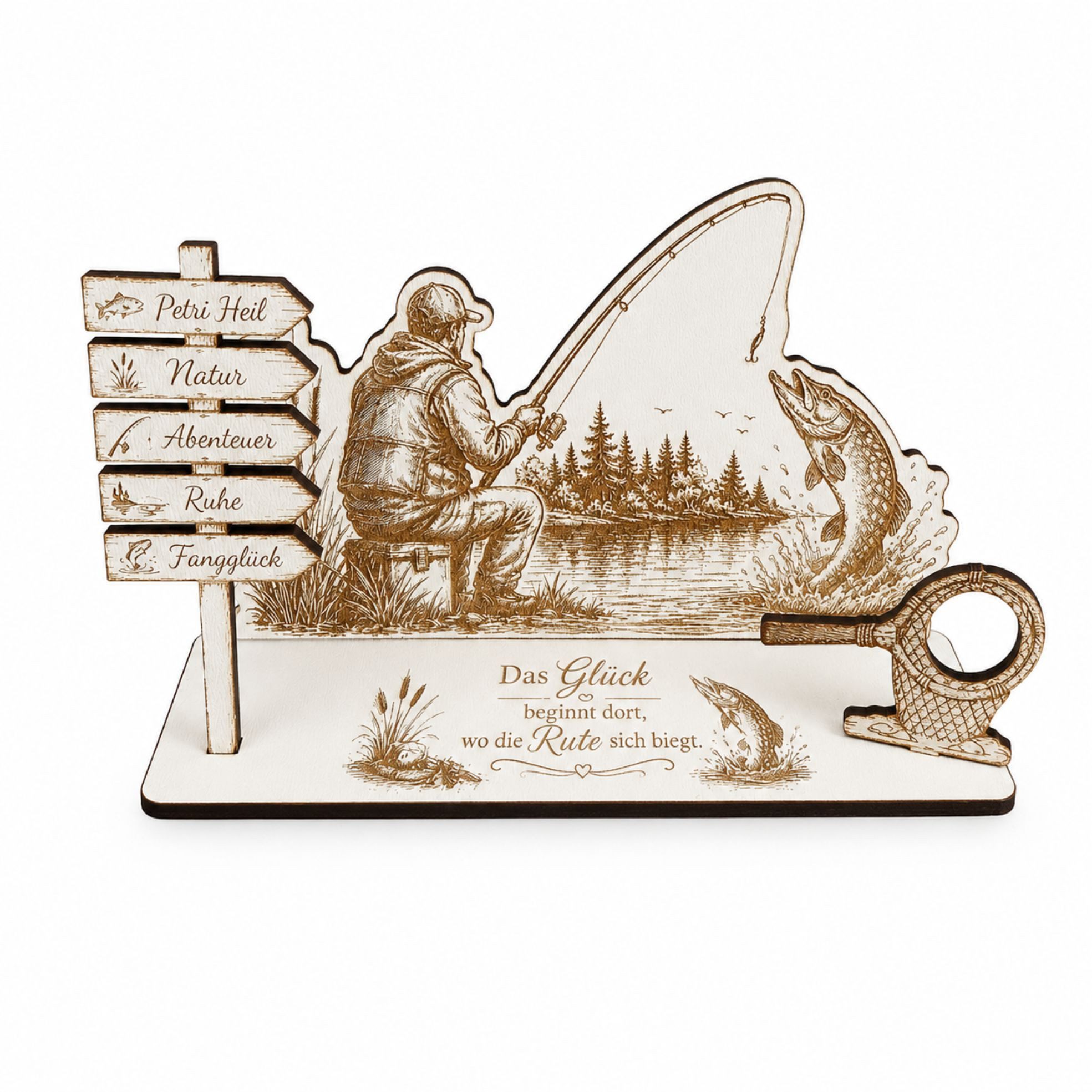 Dekolando Geschenkkarte Geldgeschenk Angler aus Holz – Geschenk für Angler 15 x 8 cm – Bild 4 von 5