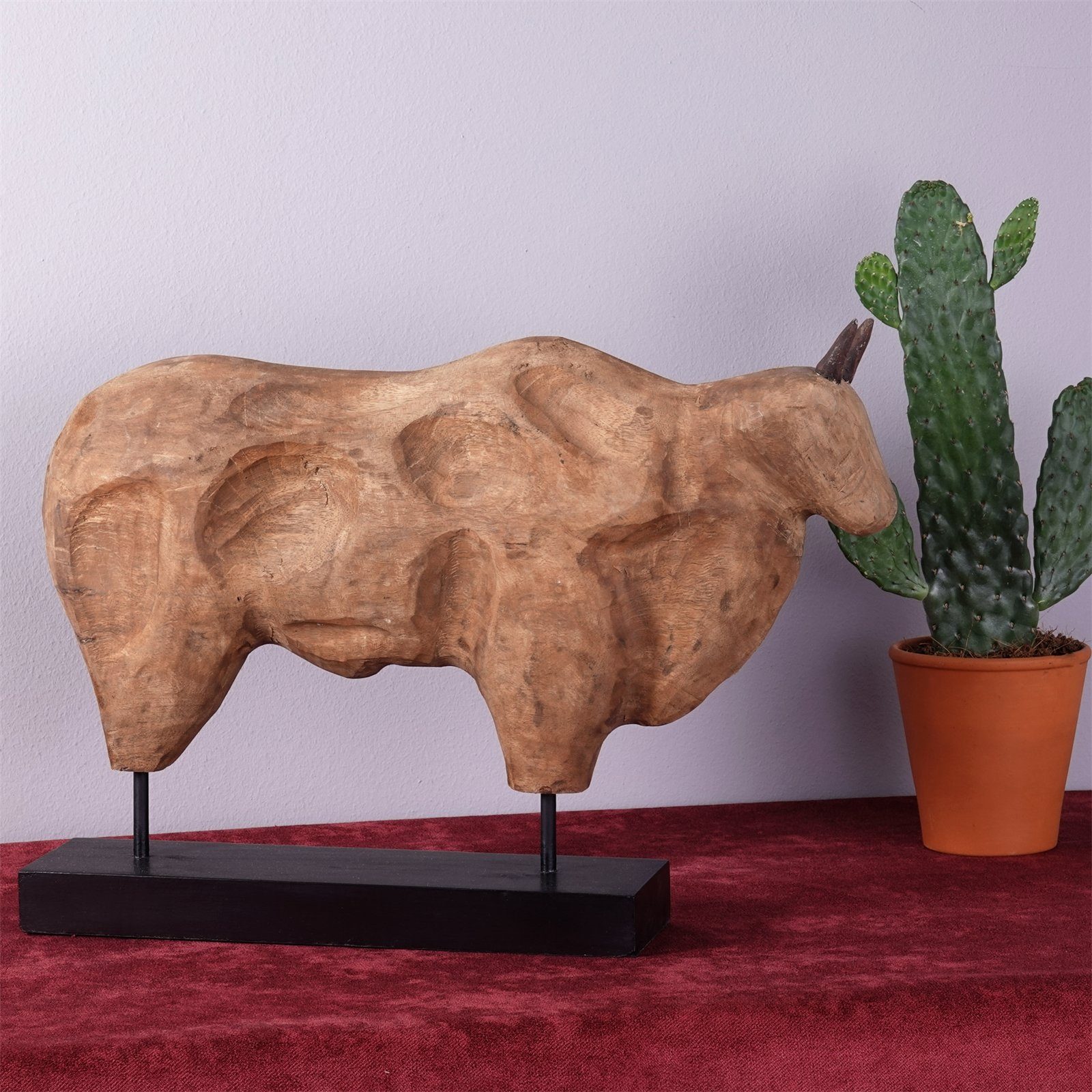 CREEDWOOD Skulptur STIER SKULPTUR "BULL", Mangoholz, 48cm, Holz Bulle, Stier Aufsteller