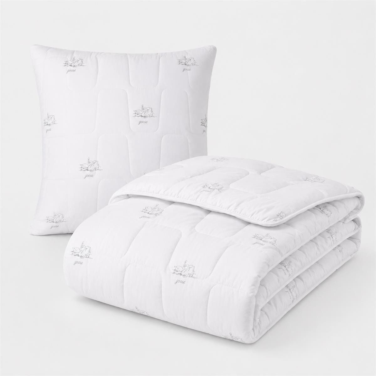 SEI Design Microfaserbettdecke Bettset SWAN winter Mikrofaser vegan 135x200 + Kissen 80x80, Füllung: Mikrofaser daunenähnliches Gefühl, Bett-Set 2-Tlg.: Bettdecke 135x200 + Kissen 80x80