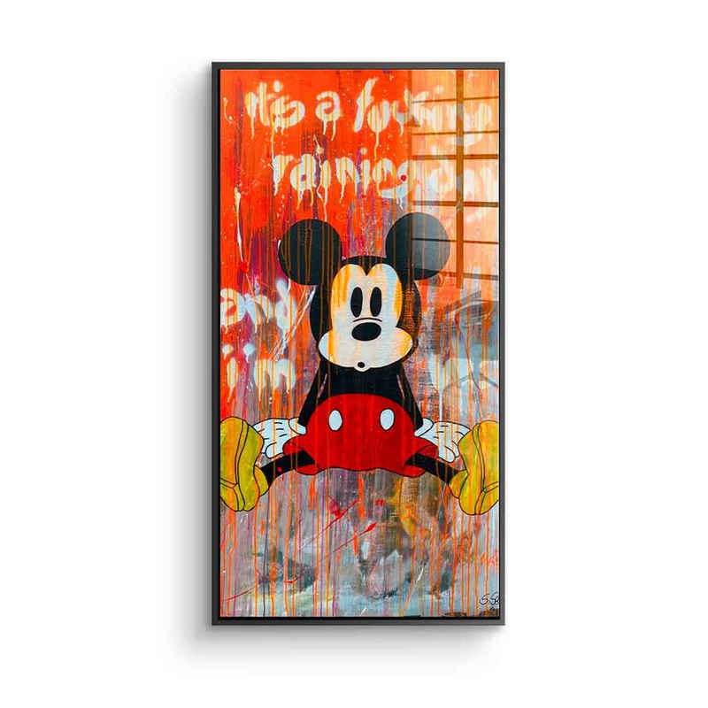 DOTCOMCANVAS® Acrylglasbild Raining Day - Acrylglas, Micky Maus Acrylglasbild Panorama hochkant Raining Day Comic Pop Art