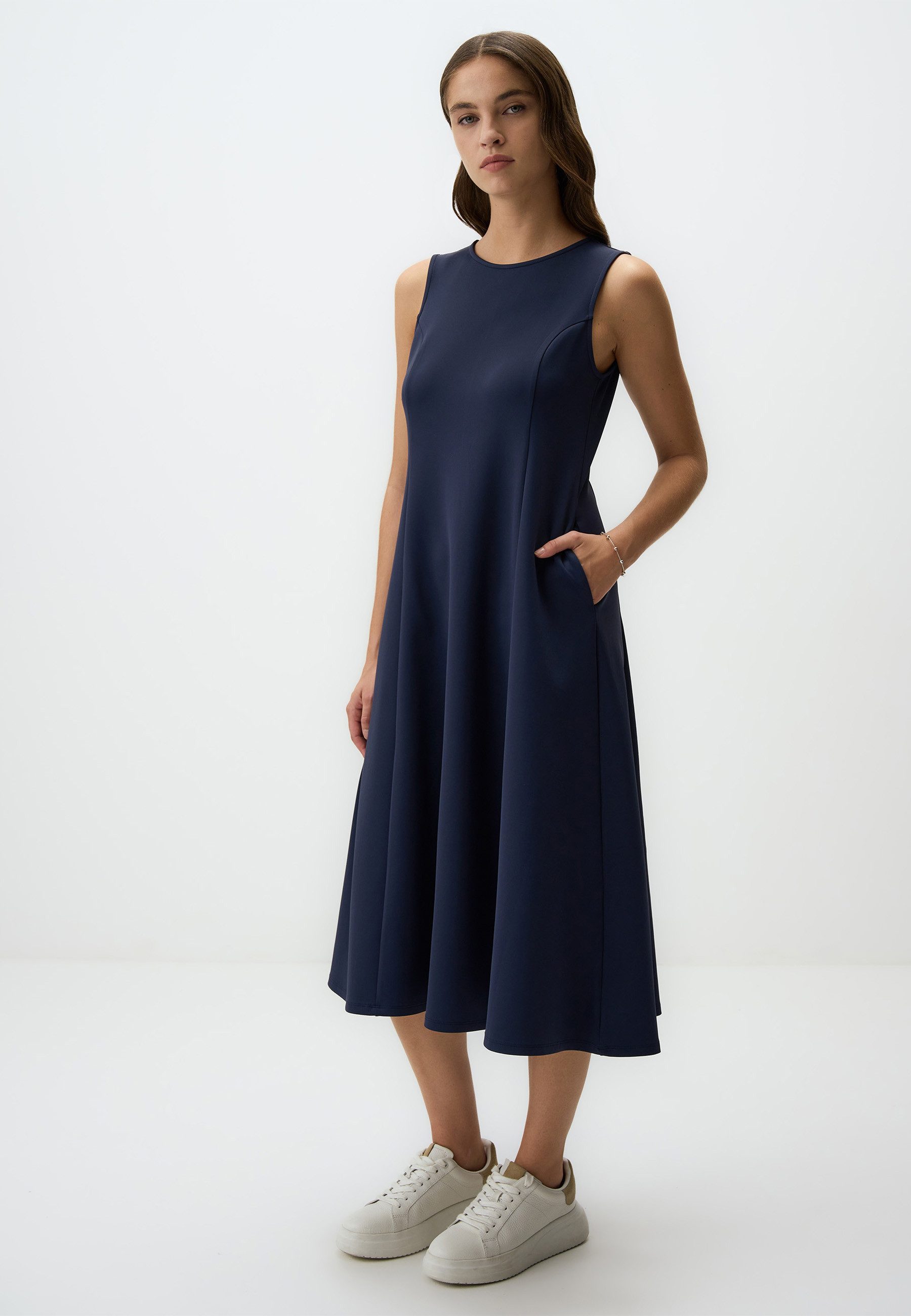 Minikleid Marineblaues Ärmelloses A-Linien-Kleid