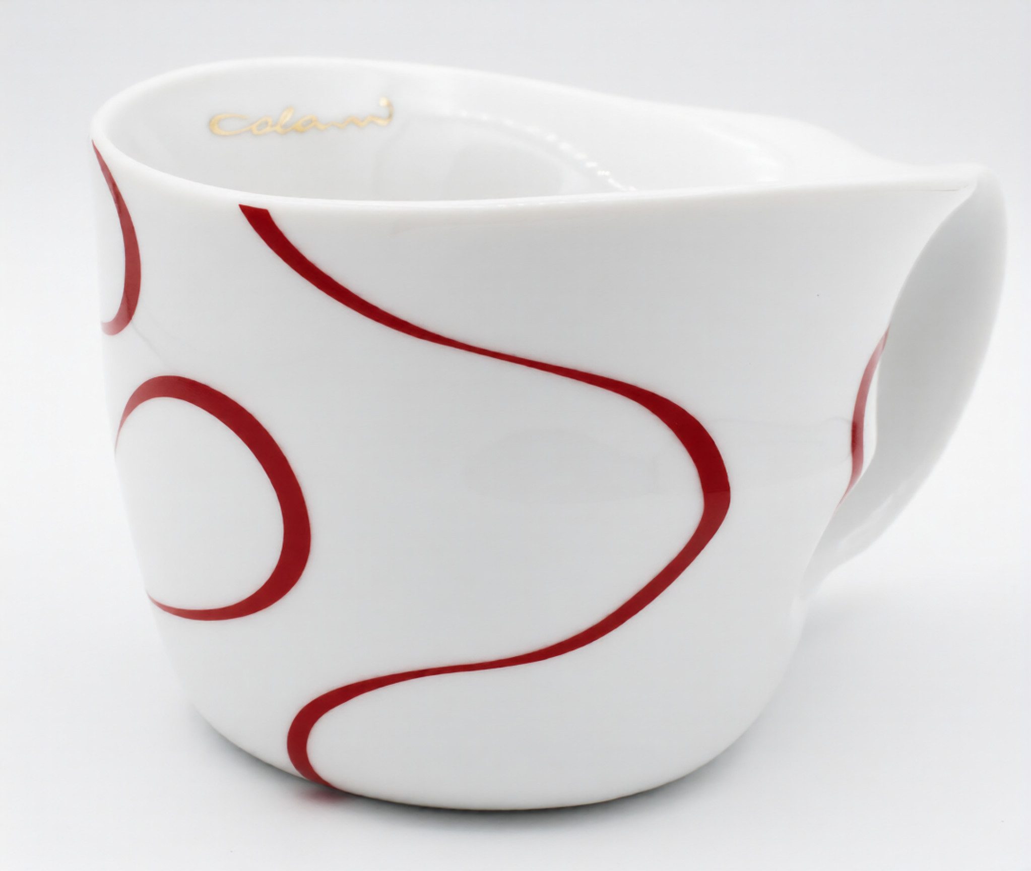 Colani Tasse Jumbotasse große XXL Tasse Becher Kaffeetasse Porzellan Loop Rot 450ml, 1-tlg., Porzellan, im Geschenkkarton, Colani Schriftzug