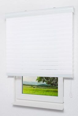 Rollo Doppelrollo Jalousie-Effekt Reinweiß, LYSEL®, blickdicht, HxB 180x60cm