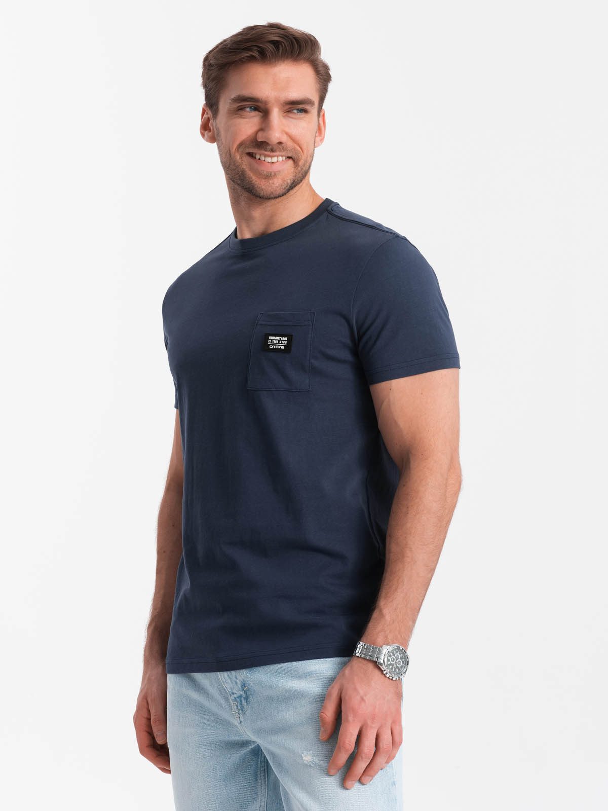 OMBRE T-Shirt Casual Herren-T-Shirt mit aufgesetzter Tasche