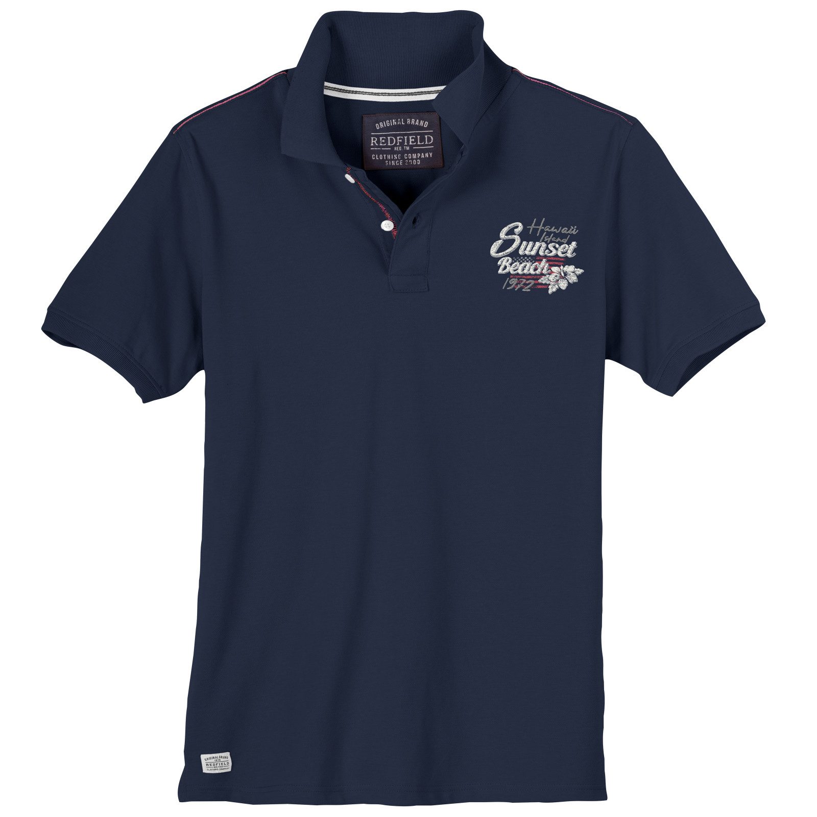 redfield Poloshirt Redfield Übergröße Poloshirt denimblau Sunset Beach