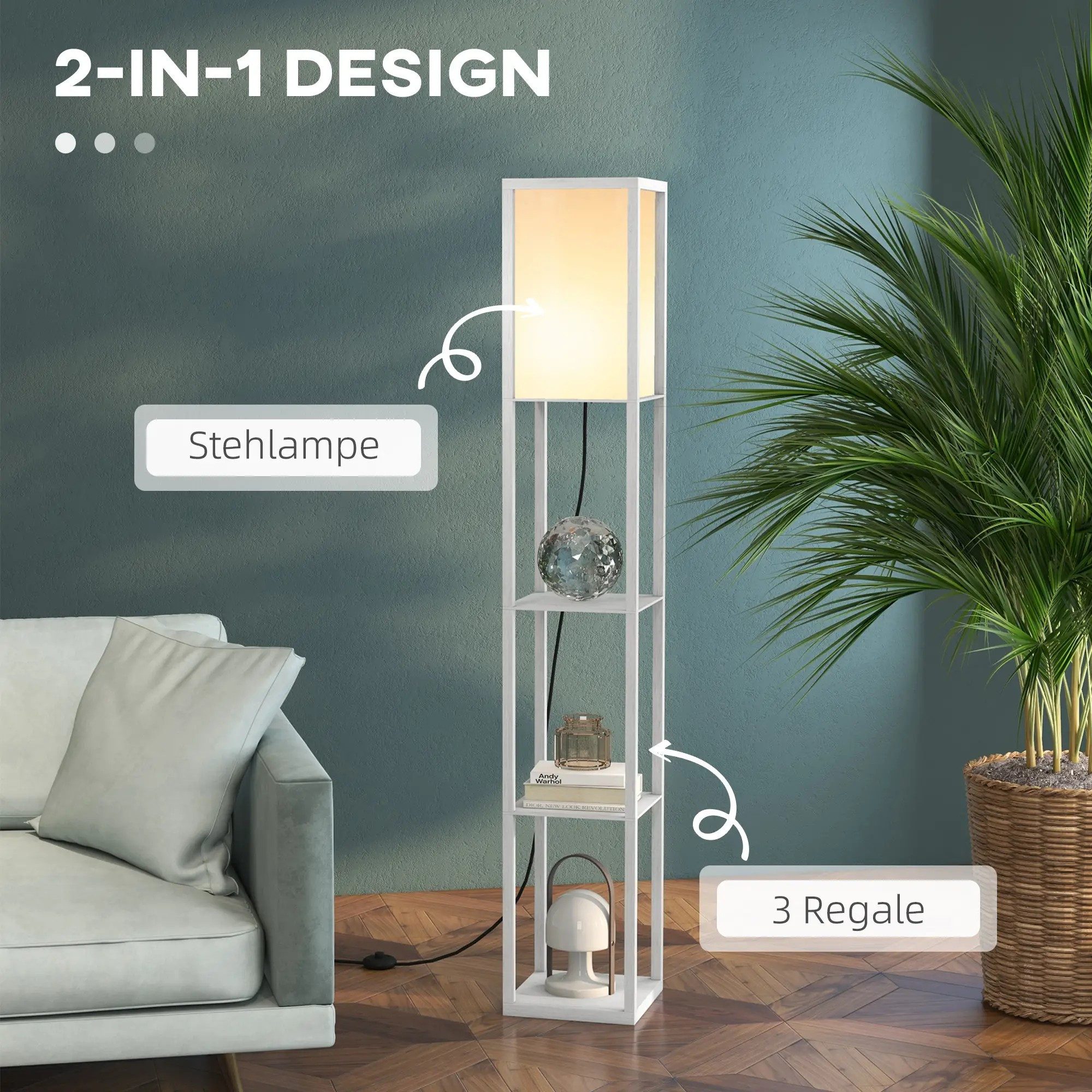 BlingBin Stehlampe mit Regalen, Wohnzimmer Stehleuchte günstig online kaufen