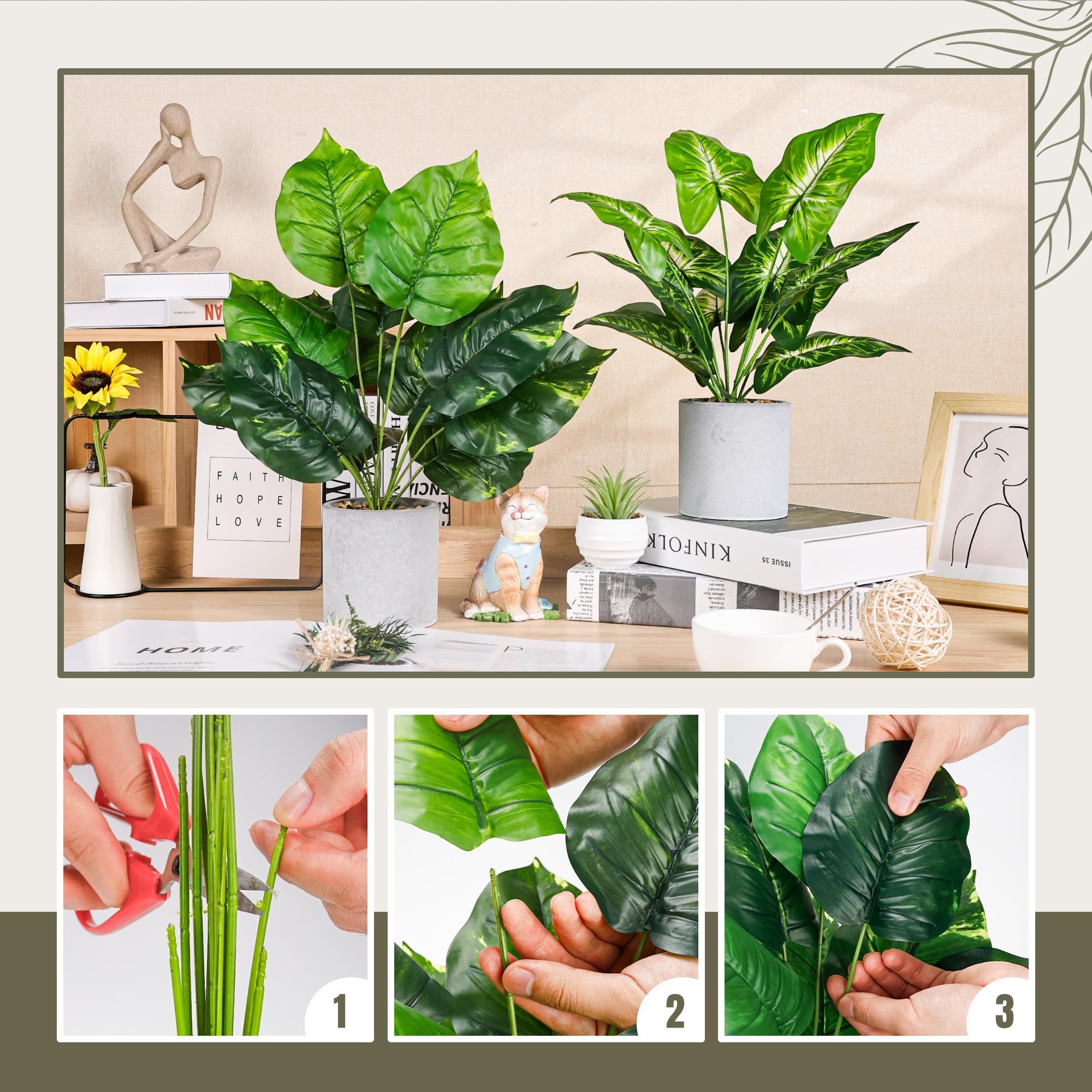 Kunstpflanze 2 Stück Künstliche Pflanzen Kunstpflanzen Dekopflanze Plastik Pflanze Kunstpflanze Wie Echt, Künstliche Pflanzen im Topf Zimmerpflanzen, Fake Plant, Realistische Kunstpflanzen Syngonium & Philodendron, 40 cm, Ideal für Wohnzimmer, Schlafzimmer, Bad, Küche, Büro, Balkon, SURFOU, Höhe 40 cm, Weihnachtsgeschenke, Geburtstagsgeschenke, Einzugsgeschenke