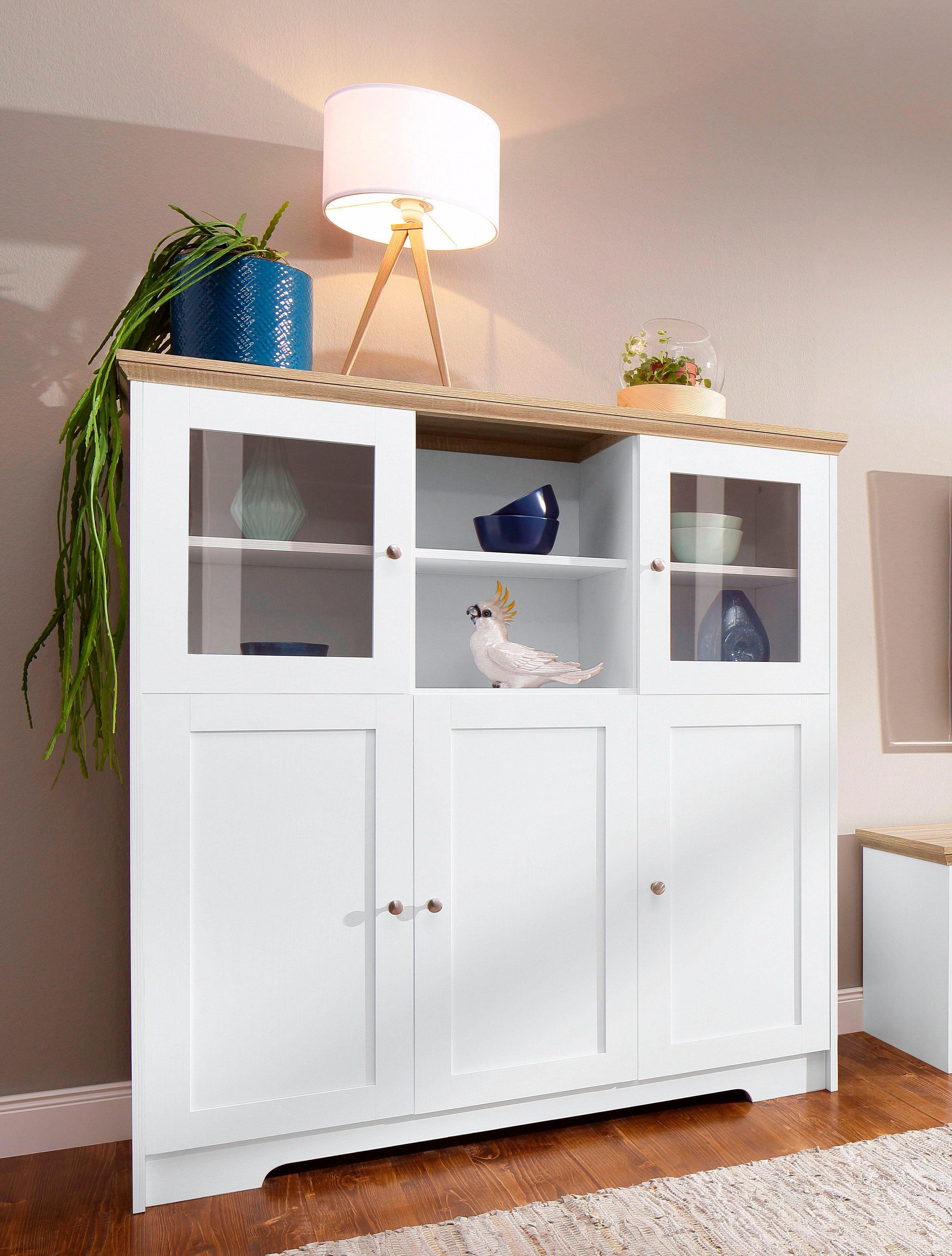 OTTO home Highboard Nanna, Vitrine in Eichen-Optik, Breite 118 cm