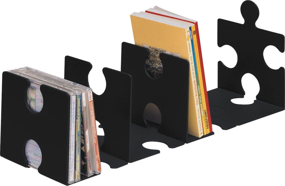 HAN-Bürogeräte Briefablage CD/Buchstütze Puzzle im 2er-Pack schwarz