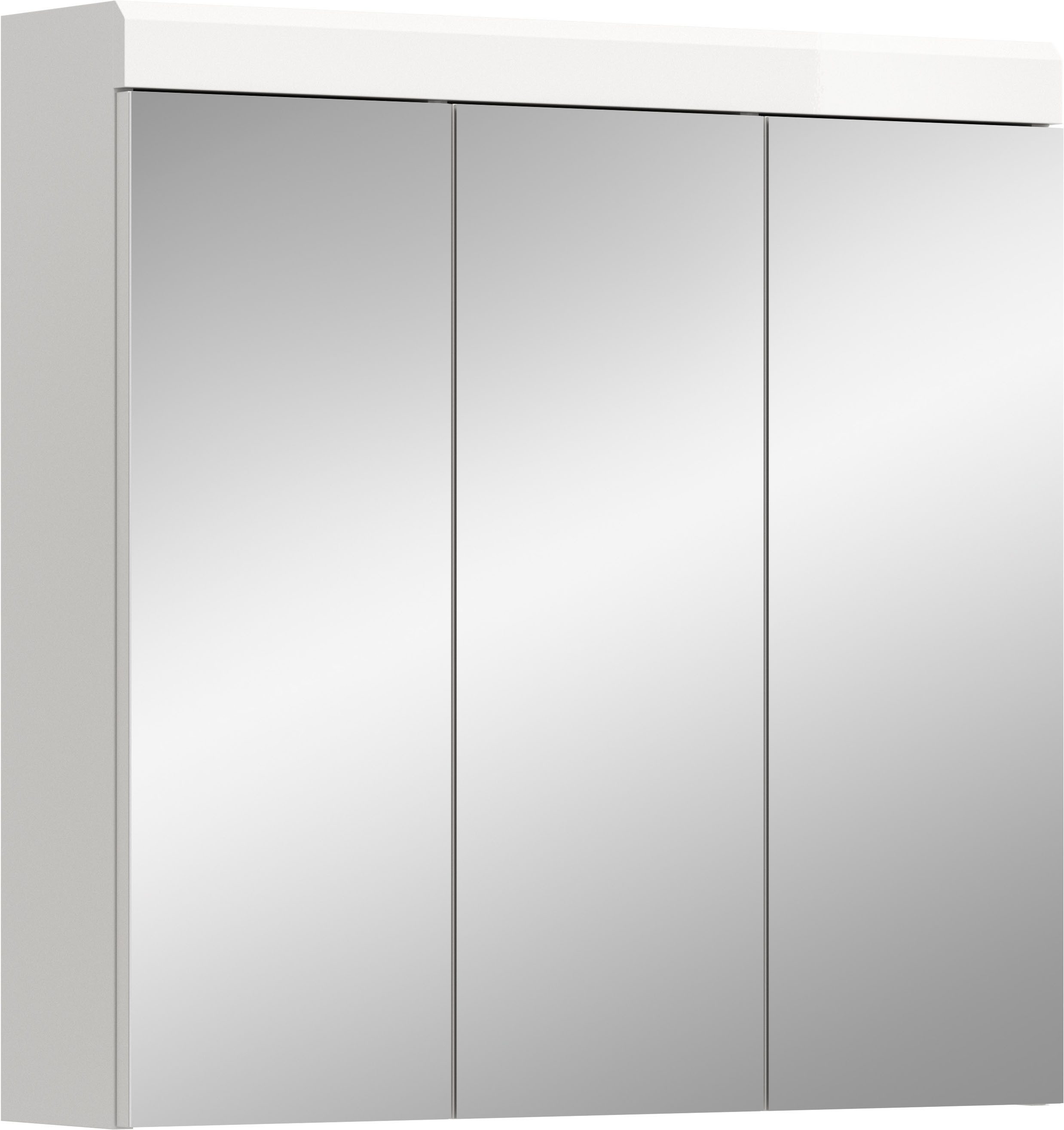 welltime Badezimmerspiegelschrank SIENA, Breite 80 cm, 3 Spiegeltür, 6 Einlegeböden, 9 Fächer (TOPSELLER!, Türanschlag der mitteleren Tür wechselbar) Badmöbel, Badschrank, Schrank, Bad, Spiegel, Hängespiegel, Badspiegel