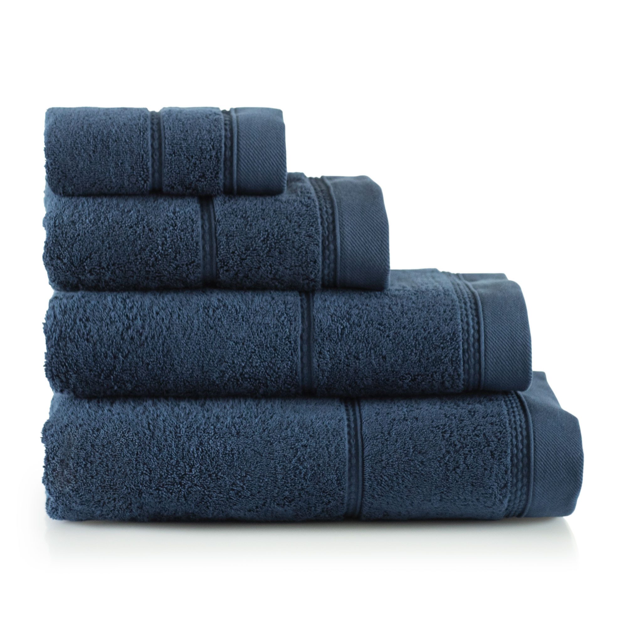 Zwoltex Handtücher 650g/m² großes Handtuchset weich saugstark Baumwolle Marine, (GOTS Bio Baumwolle OEKO-TEX zertifiziert Handtuchset 4tlg), Luxuriöse Frottierstruktur für komfortables Badezimmergefühl