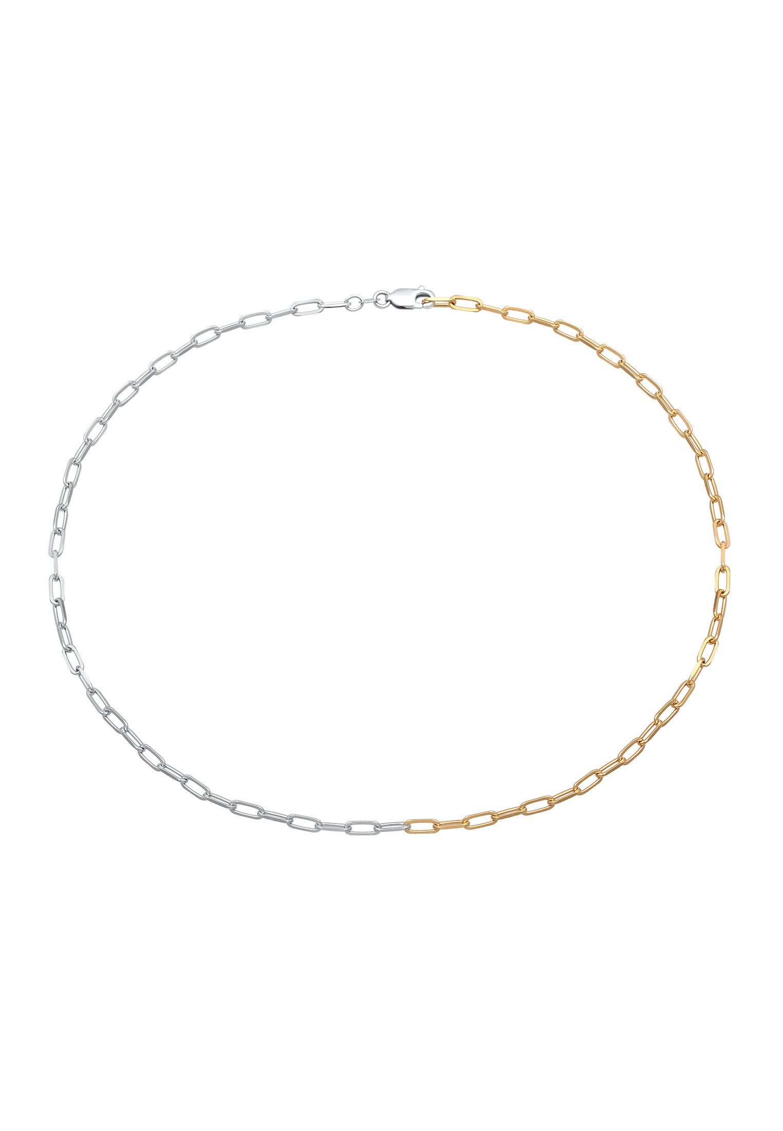 Elli Choker Glieder Oval 925 Sterling Silber Bicolor