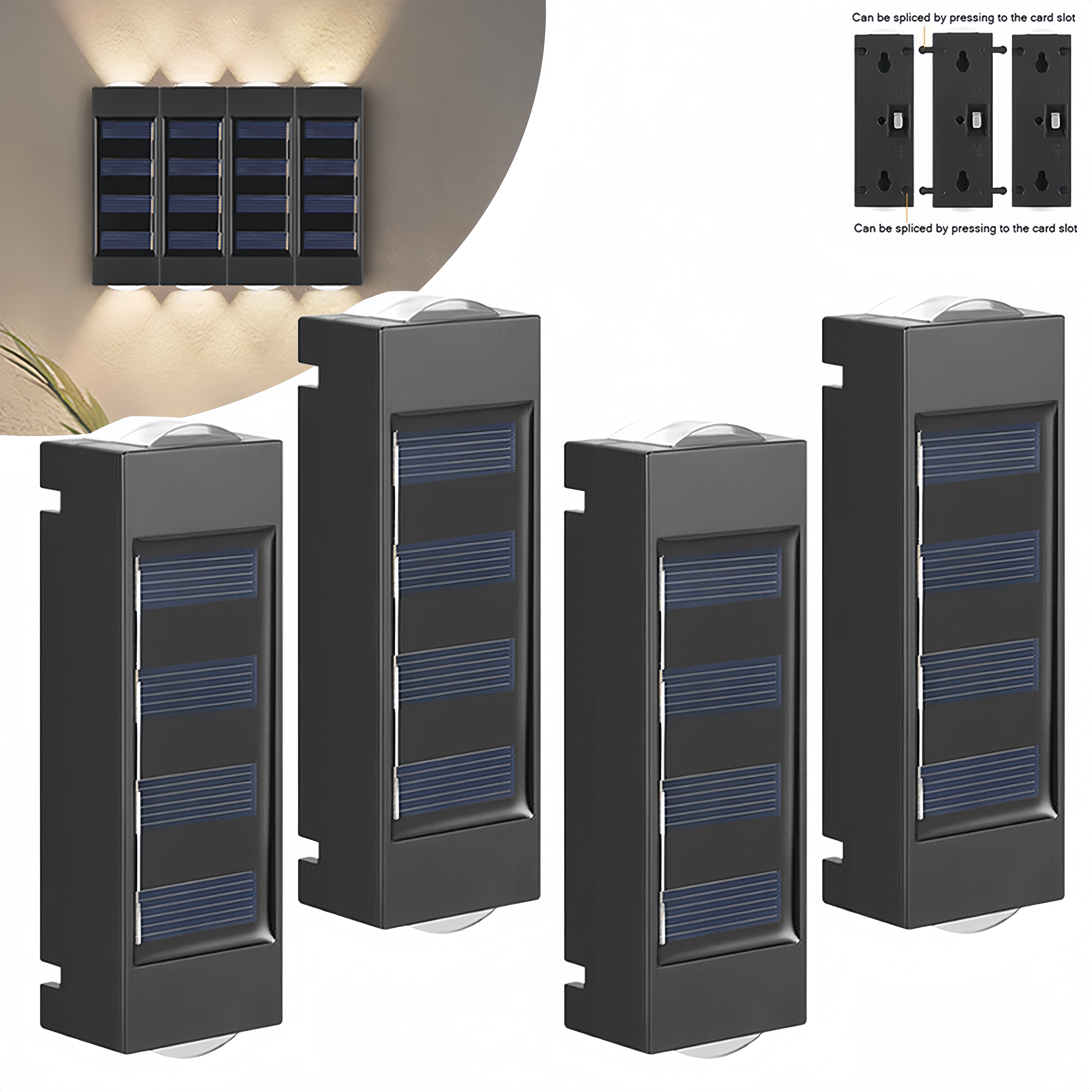 BlingBin LED AußenWandleuchte Solar Doppelkopf Wandlampen wasserdicht