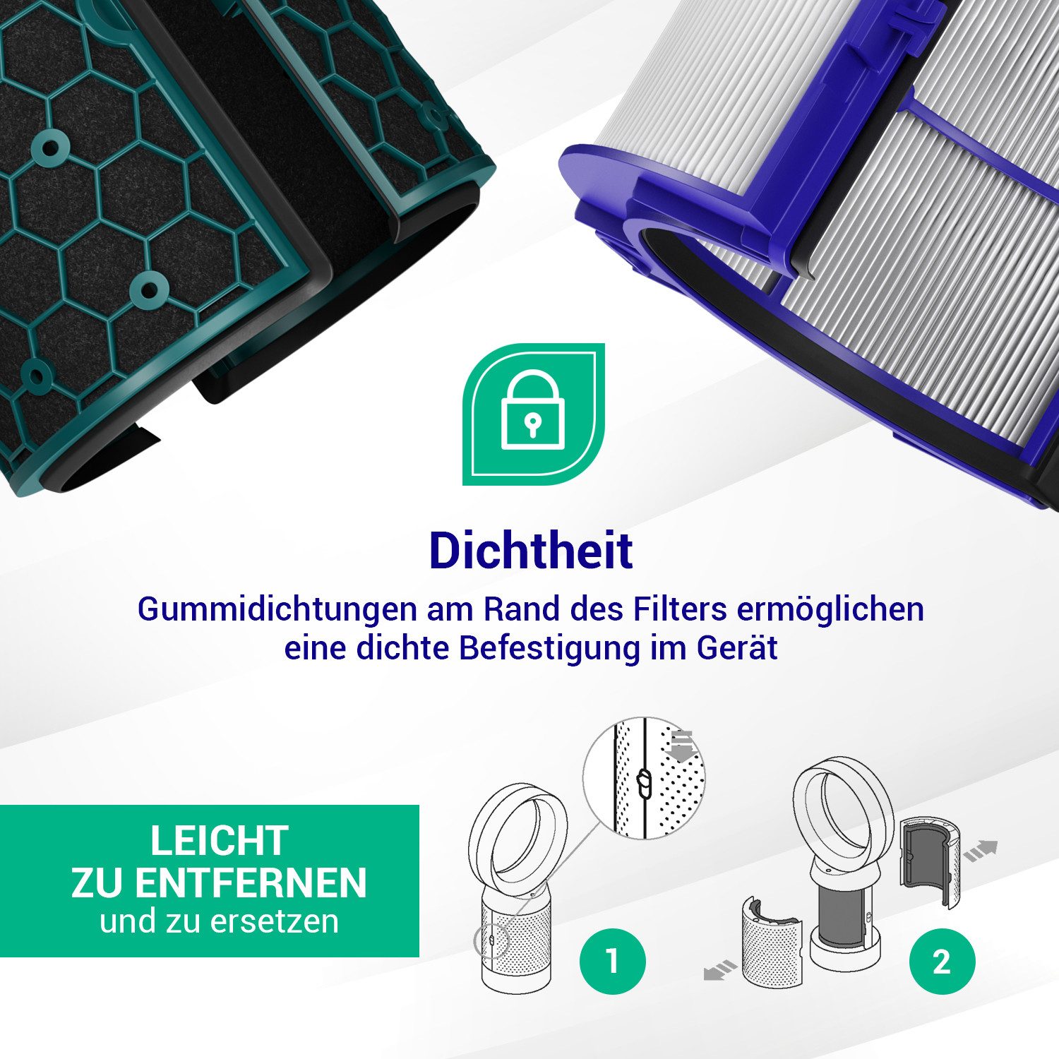 VIOKS Ersatzfilter Luftfilter Filterset Ersatz für Dyson 969048-02, Zubehör für Luftreiniger, Pure Cool DP04 TP04 Pure Hot+Cool HP04 – Bild 5 von 5