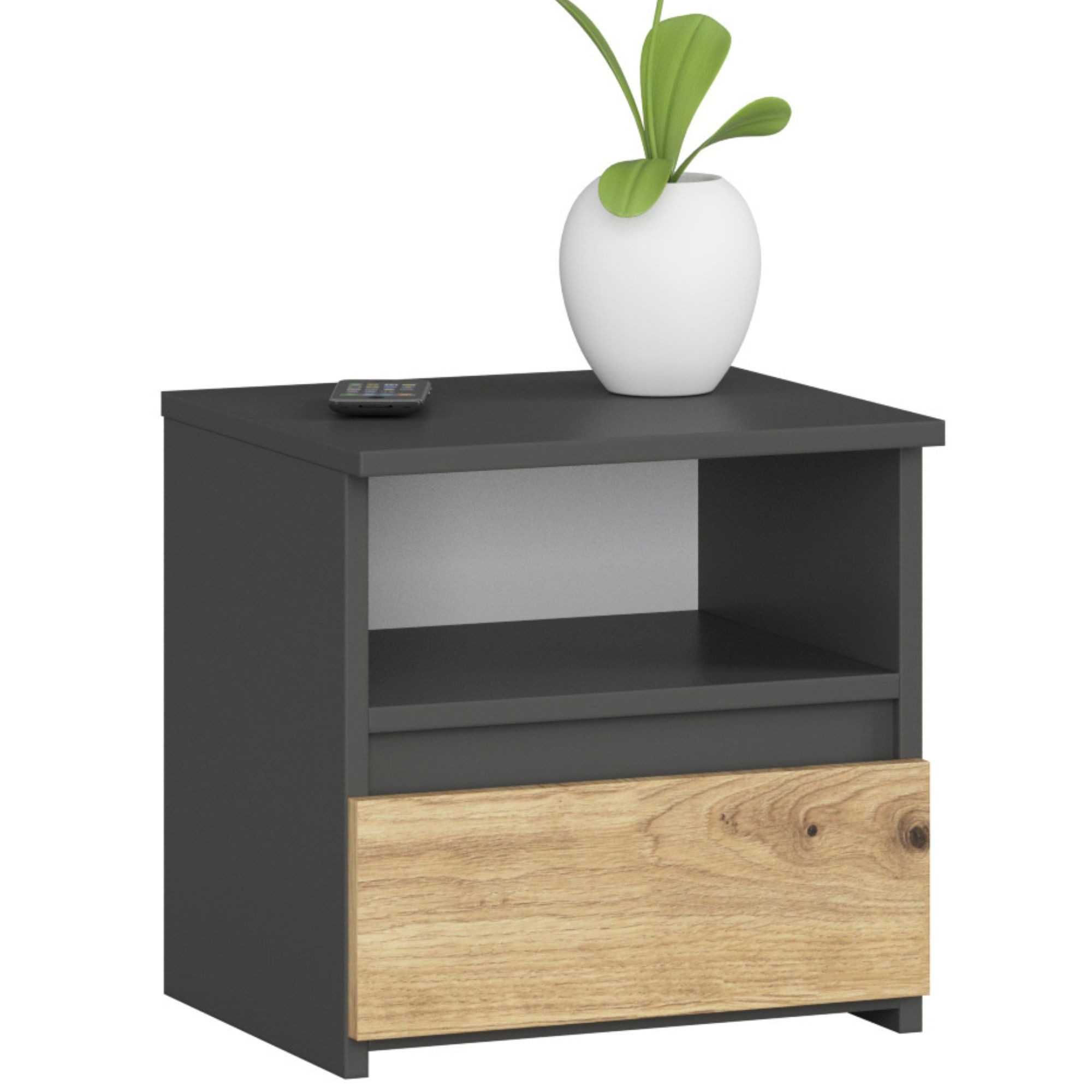 Home Collective Kommode 40 cm breit Holz Highboard Sideboard für Flur Schlafzimmer Wohnzimmer (Mehrzweckschrank Schrank schmal Kommode Schlafzimmer mit Schubladen), Kinderzimmer Organizer 40 cm hoch, 1 Schublade graphit-Artisan Eiche