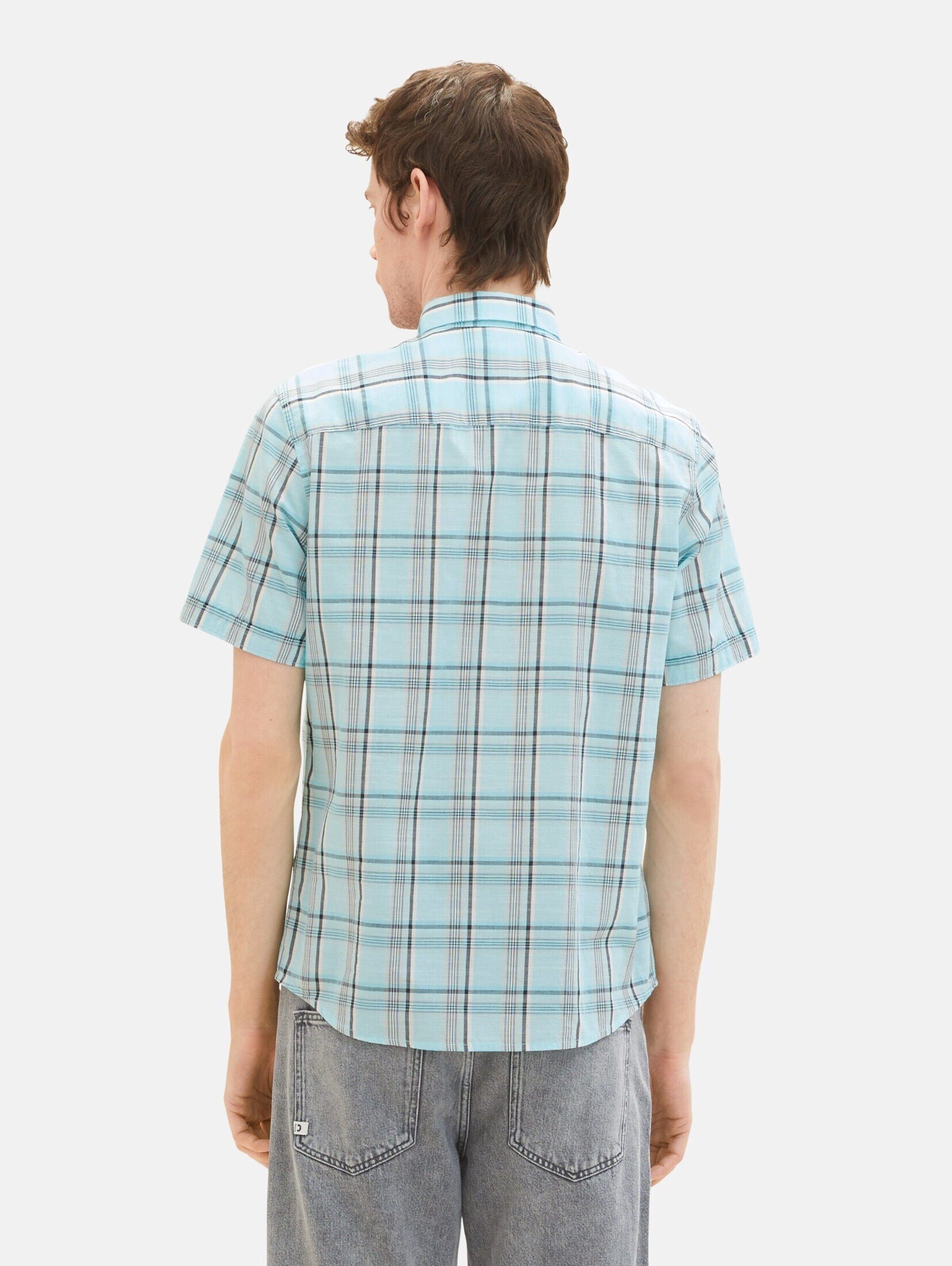 TOM TAILOR Kurzarmhemd (1-tlg) turquoise colorful check