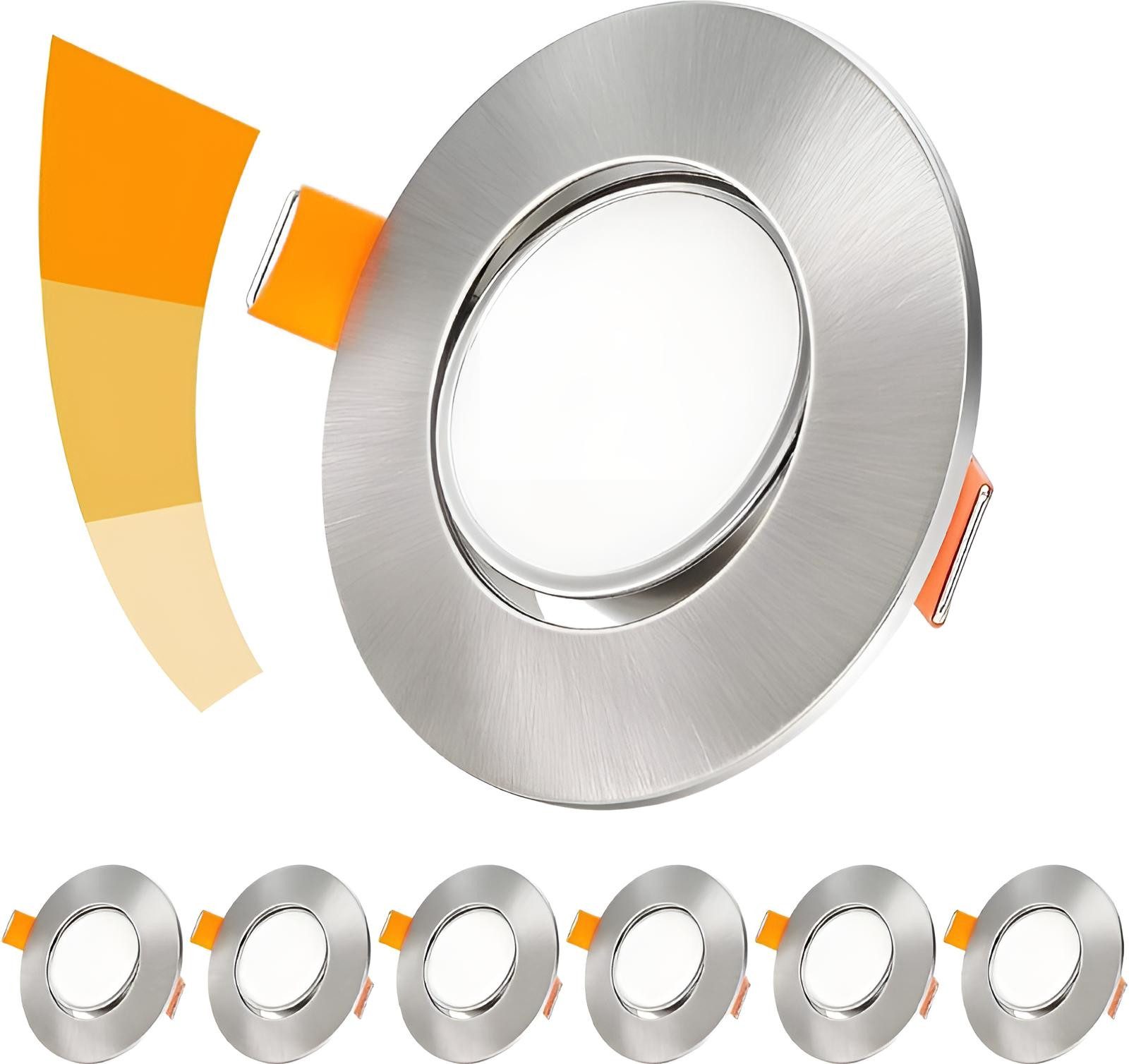 Diyarts LED Deckenspots, LED fest integriert, Warmweiß, Set flache LED-Einbauleuchten (5W) mit stufenloser Helligkeitsregelung