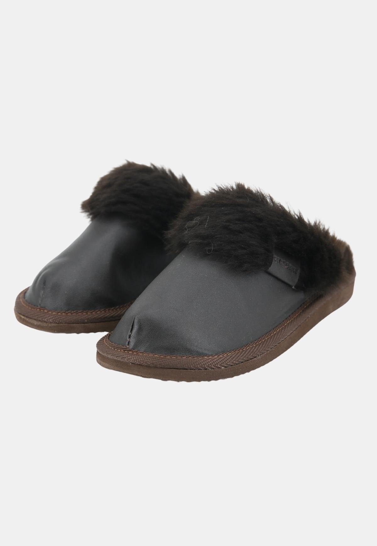 Hollert Lammfell Hausschuhe Malibu Dunkelbraun Hausschuh aus echtem Leder