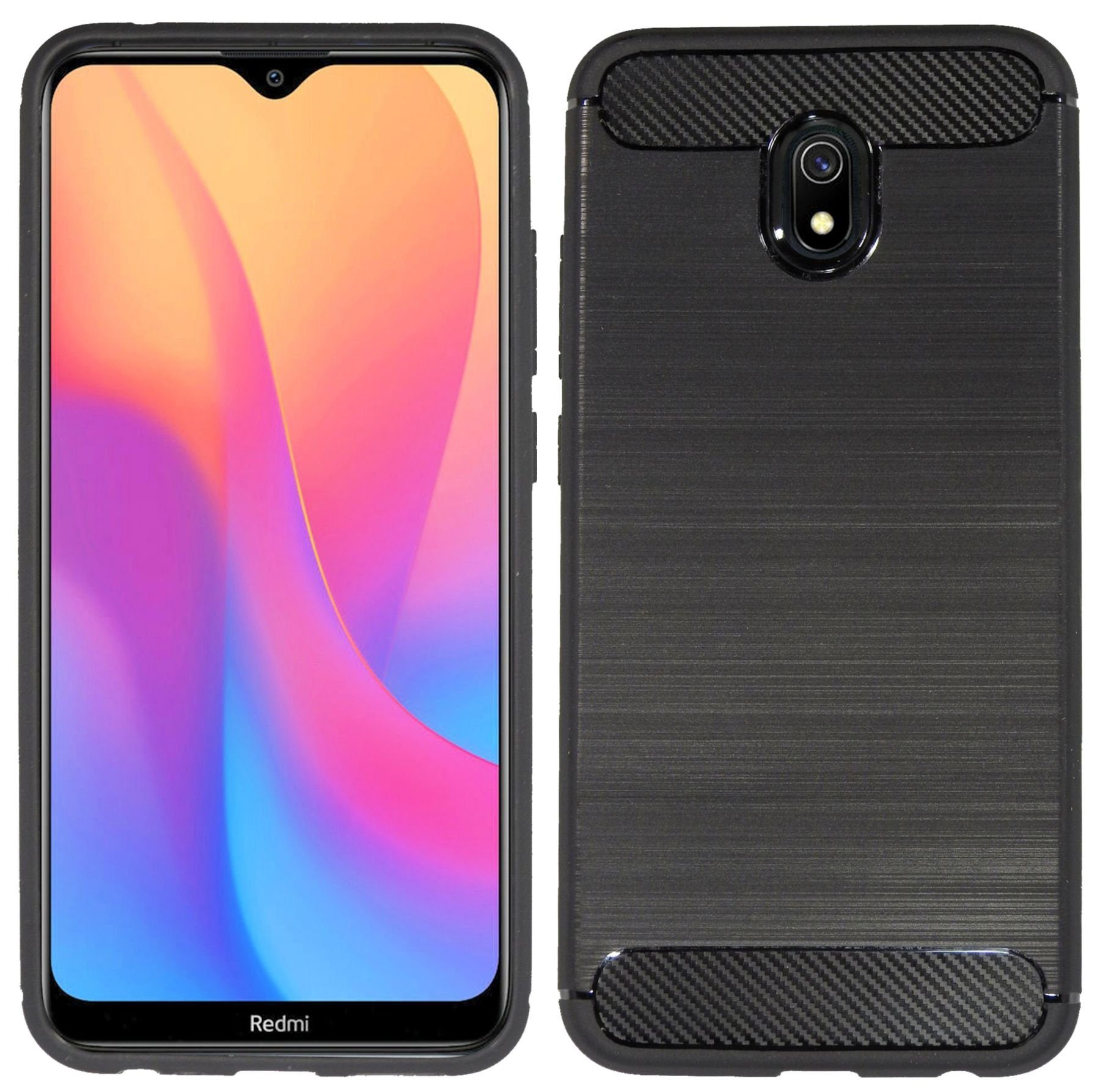 cofi1453 Handyhülle Silikon Hülle Carbon für Xiaomi Redmi 8A, Case Cover Schutzhülle Bumper