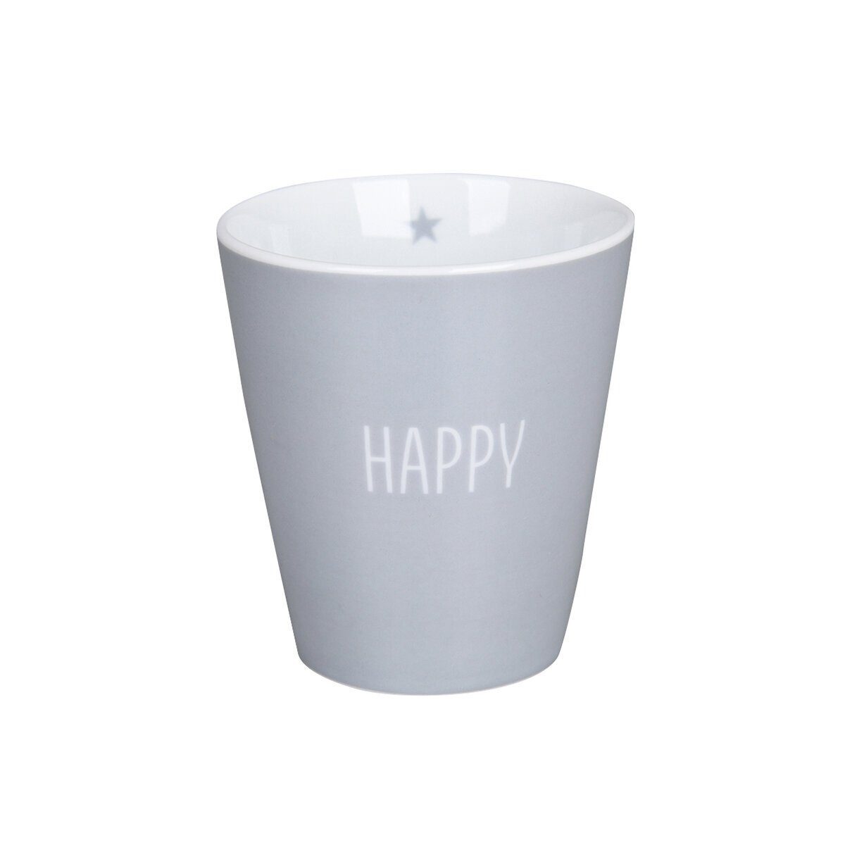 Krasilnikoff Becher Happy Mug Happy, Porzellan grau