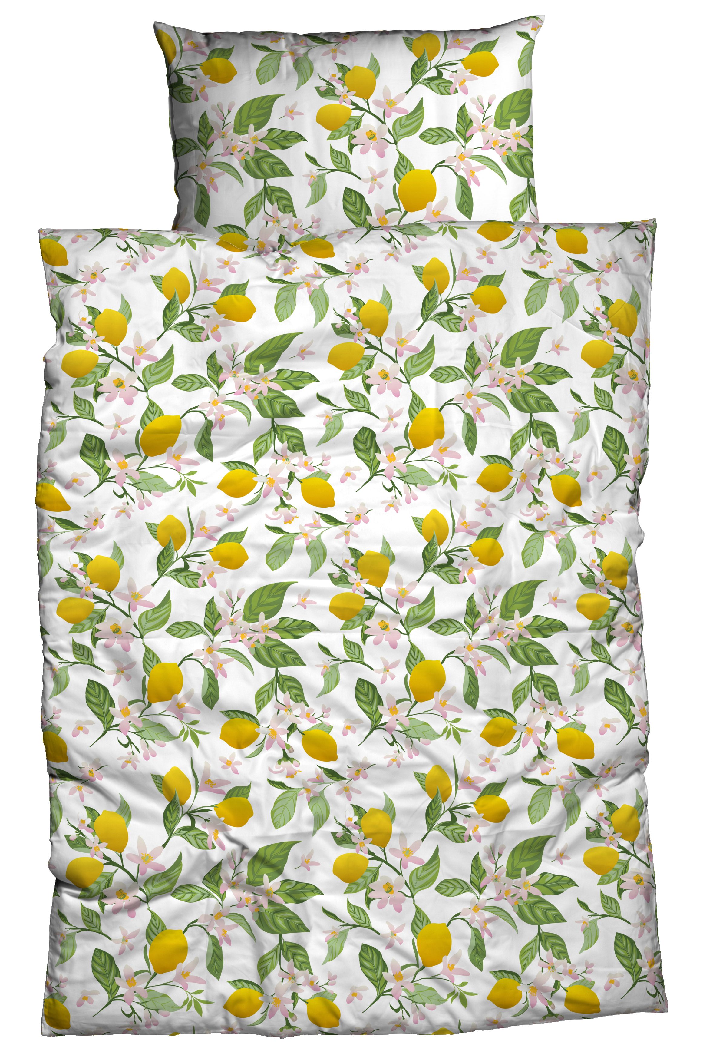 CASATEX Bettwäsche Lemon, Satin, 2 teilig, kräftig sonnige Farben, tolles Design mit Zitronen