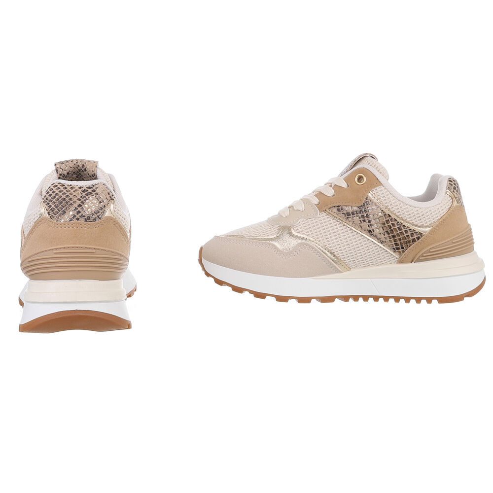 Ital-Design Damen Low-Top Freizeit Sneaker (88930594) Flach Sneakers Low in Beige