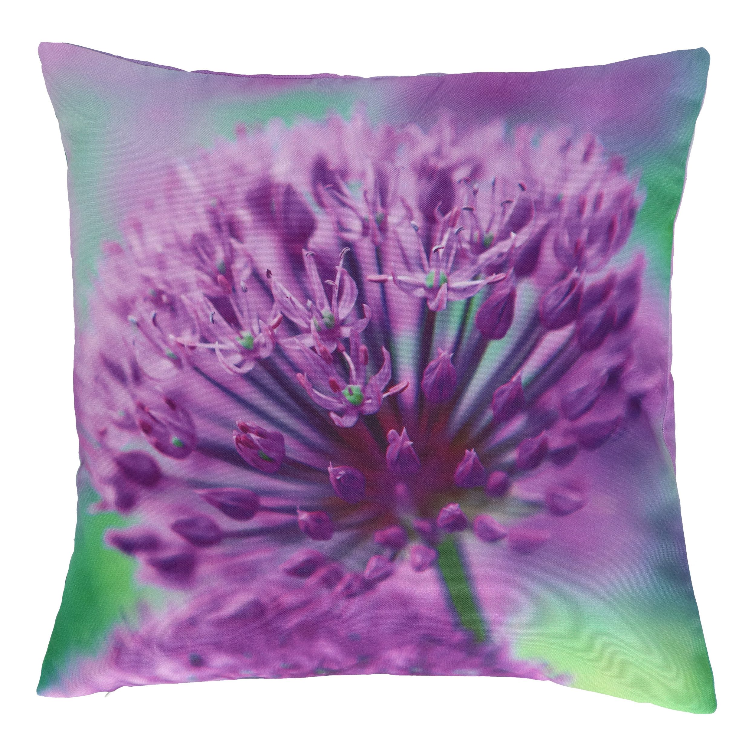 esschert design Dekokissen Kleines Outdoor Kissen aus Polyester m. Blumenmuster ZIERLAUCH