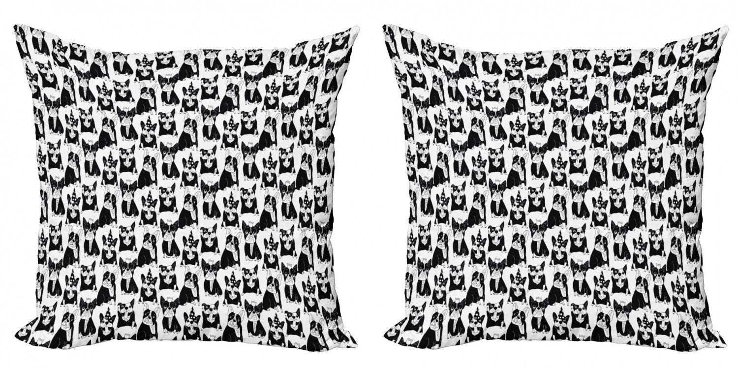 Kissenbezüge Modern Accent Doppelseitiger Digitaldruck, Abakuhaus (2 Stück), Bulldogge Doodle Lustige Welpen