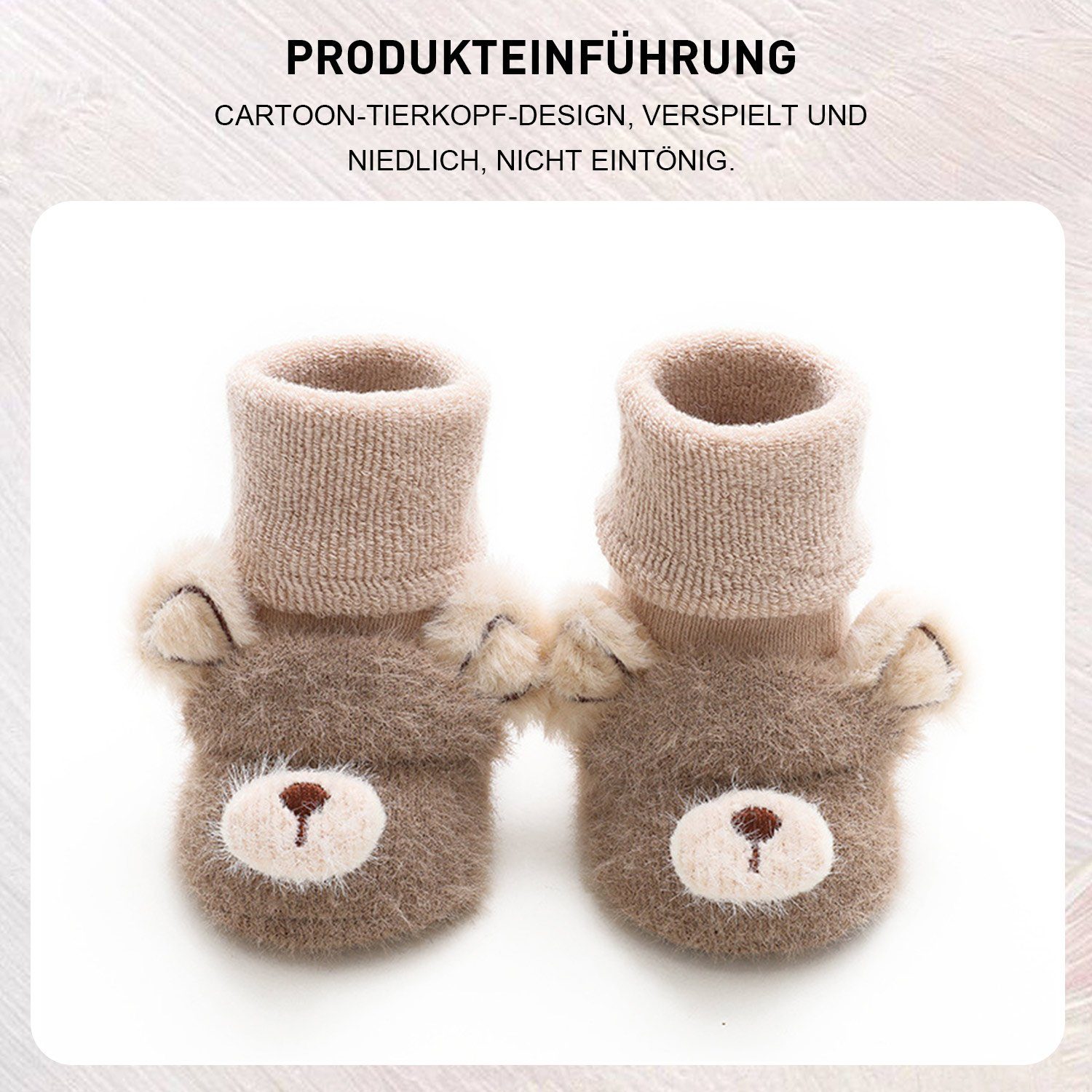 Paar Baby Krabbelschuh Daisred Stoppersocken Kaffee+Gelb+Khaki Antirutschsocken 3 Geschenke Schuhe