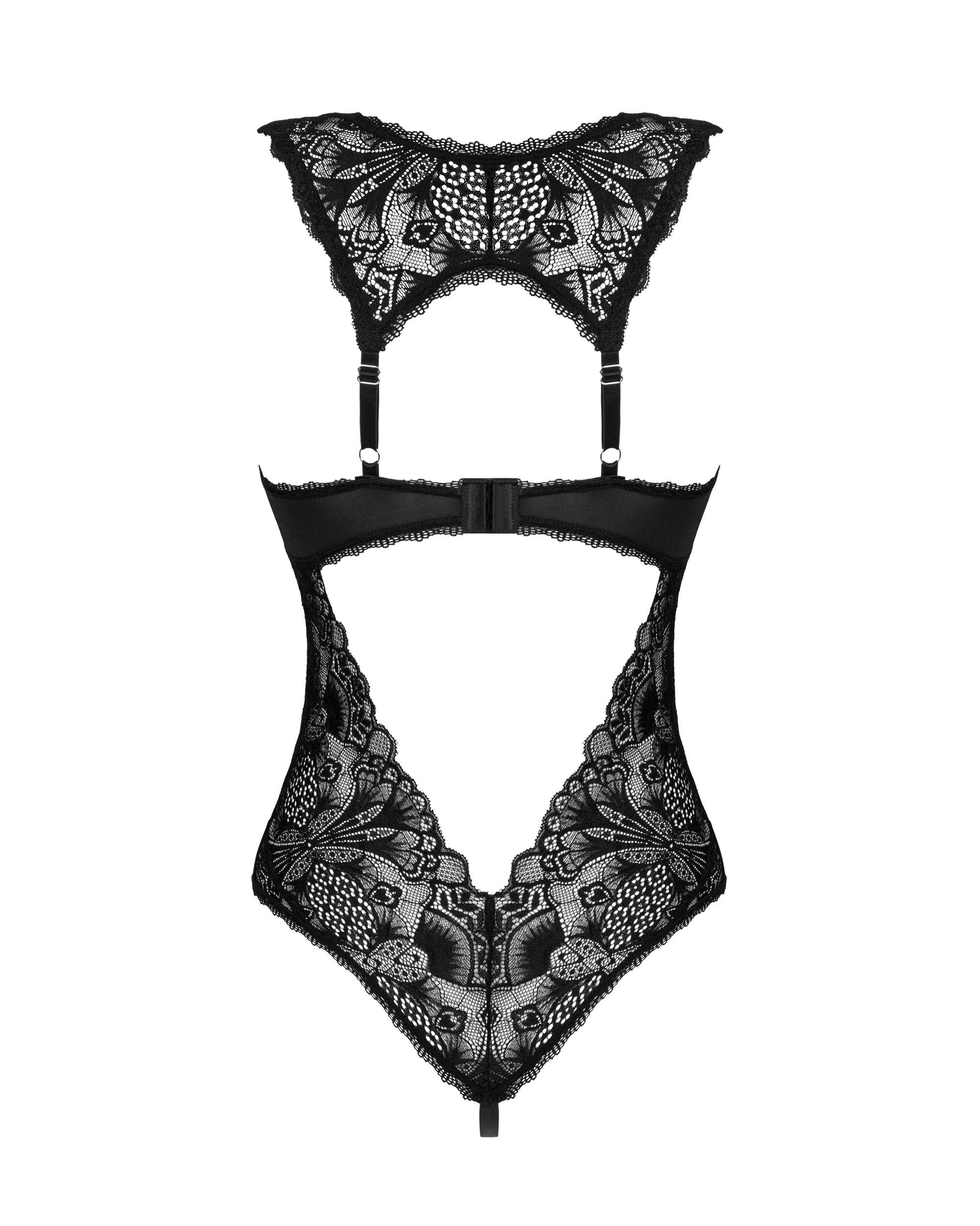 Obsessive Body Ouvert-Body Donna schwarz rückenfrei mit Spitze