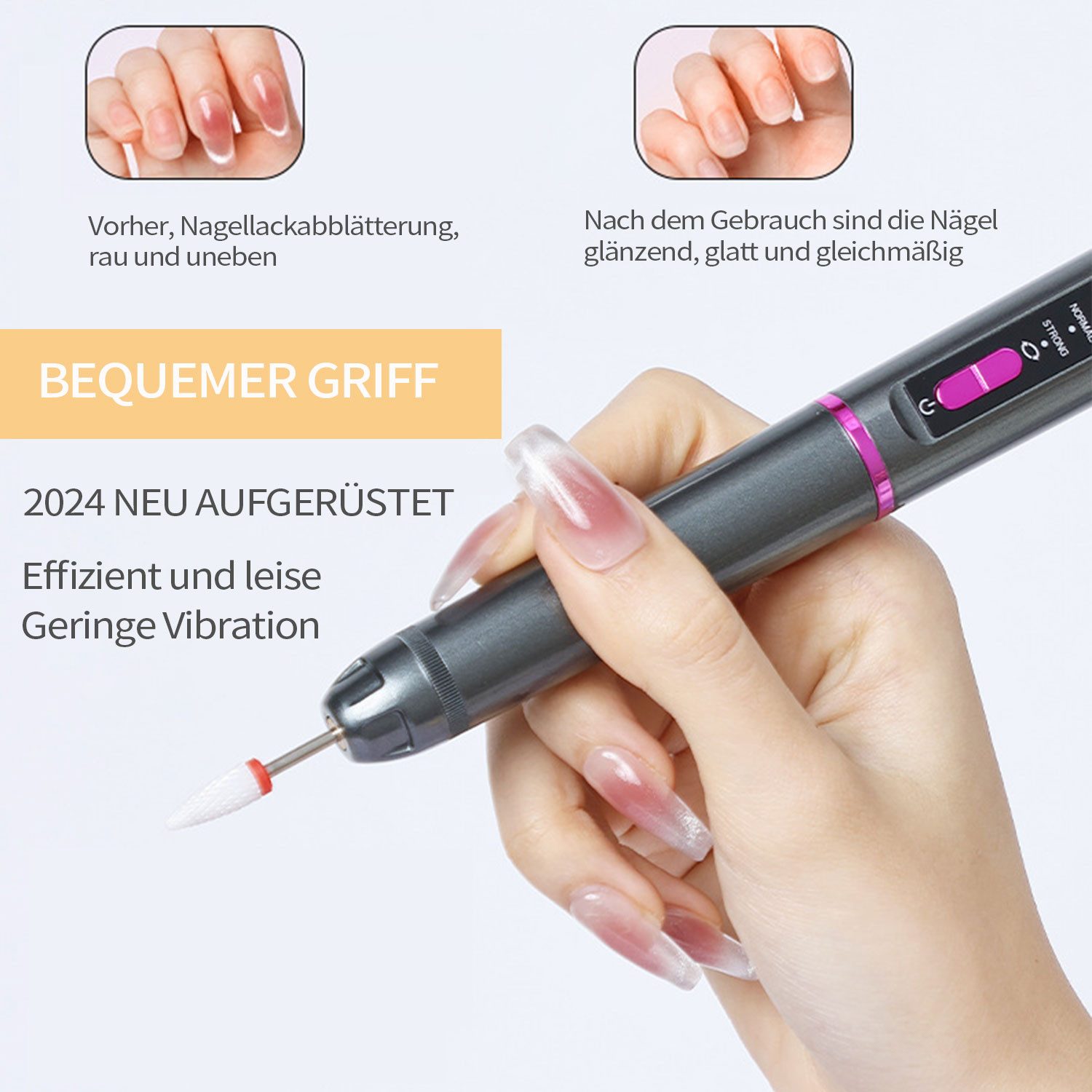 Refttenw Maniküre-Pediküre-Set Elektrisches Pediküre Set 12 in 1 Nagelfräser Kabellos, 10 Aufsätze, mit LED-Licht, Wiederaufladbar, für Gelnägel Acrylnägel