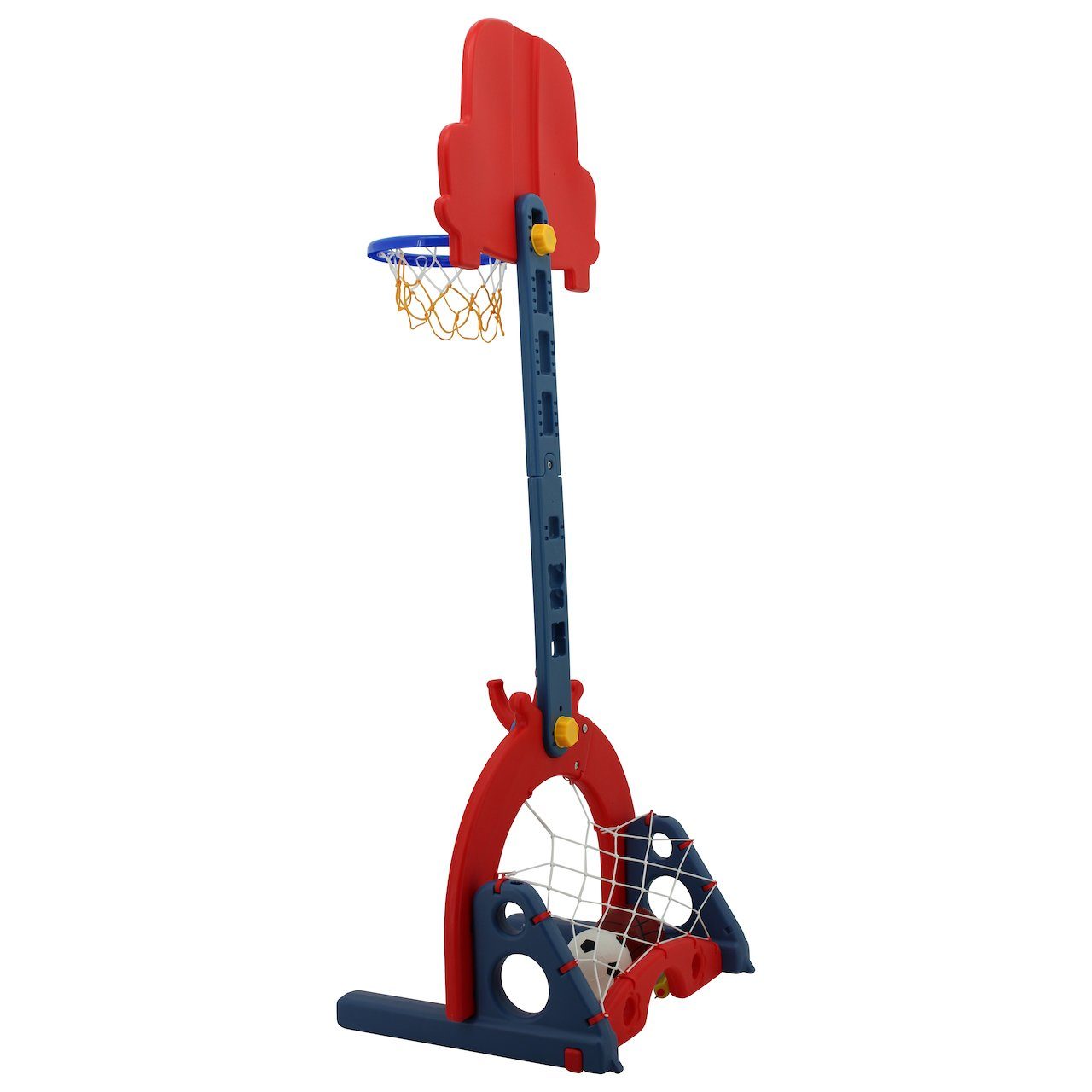 Sweety-Toys Basketballkorb Sweety Toys 12756 Basketballkorb rot 3 in 1 Spielzeug - Ringe werfen, Fußballtor, Basketball