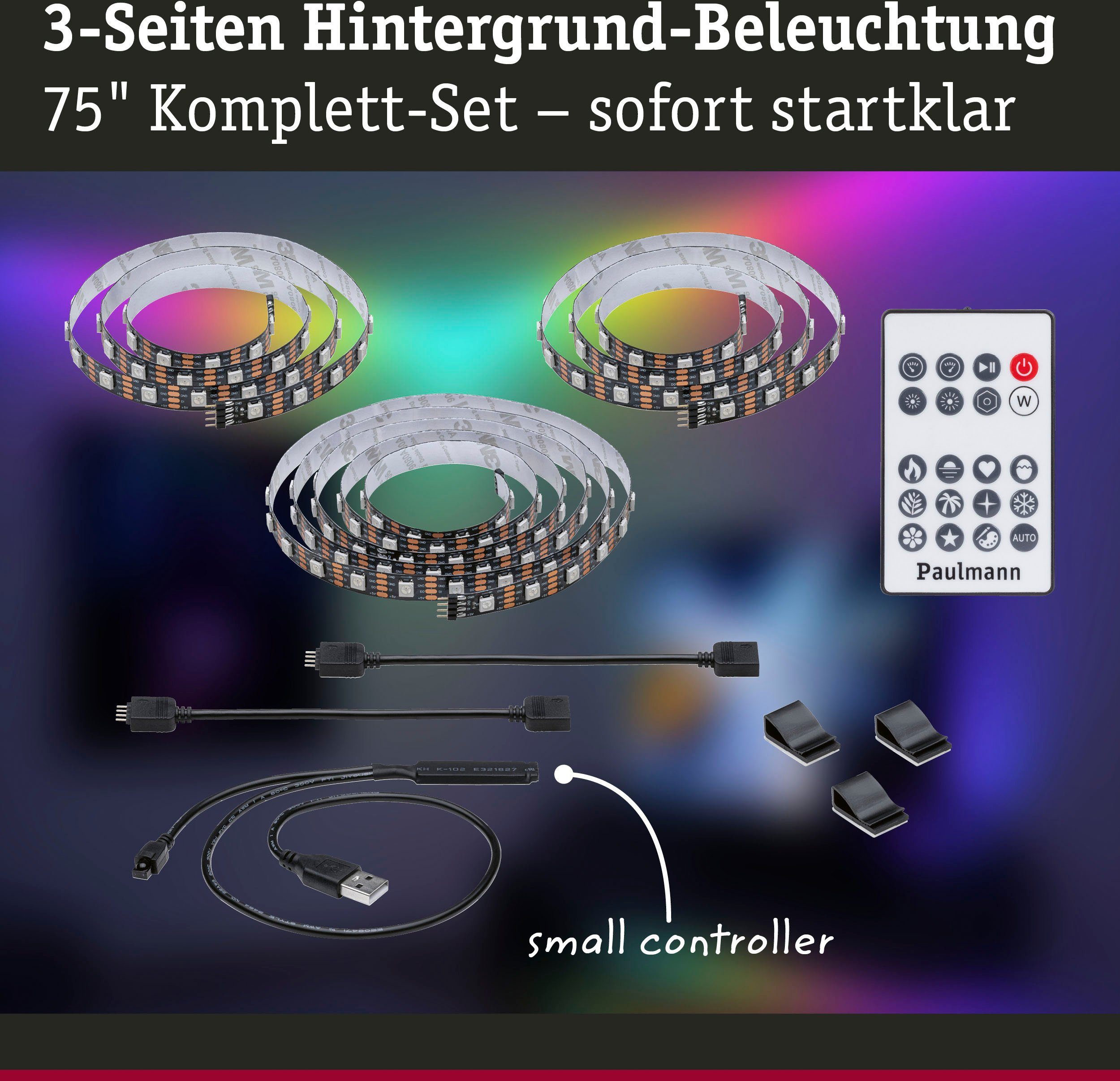 Paulmann LED-Streifen USB LED Strip TV-Beleuchtung, Dynamic Rainbow RGB, 1-flammig – Bild 5 von 5