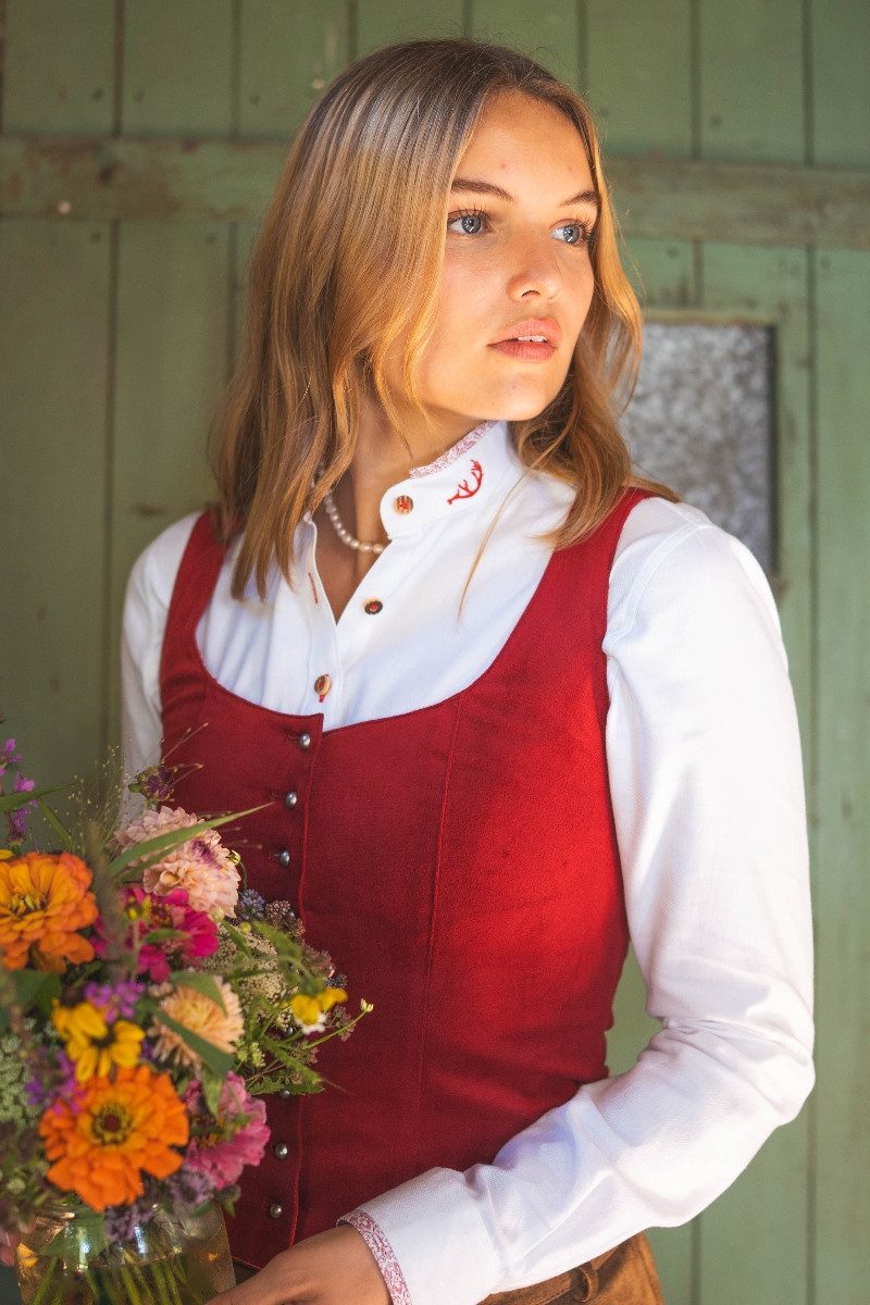 Orbis Textil GmbH & Co. KG Trachtenbluse Trachtenbluse - CARALINA - weiß/rot