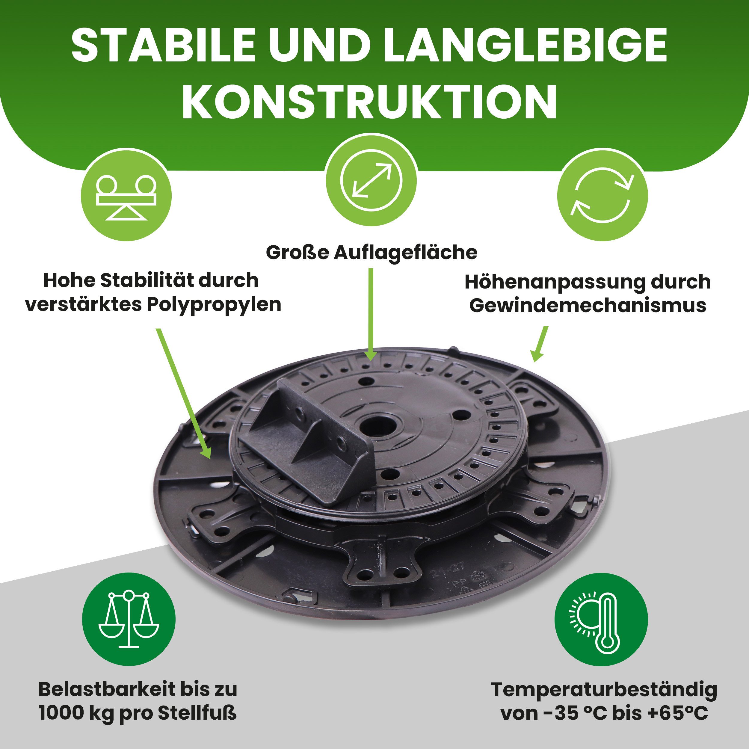 Gartenwelt Riegelsberger Stellfuß Balkenlager PRO für Holz Stelzlager Terrassenlager verstellbar
