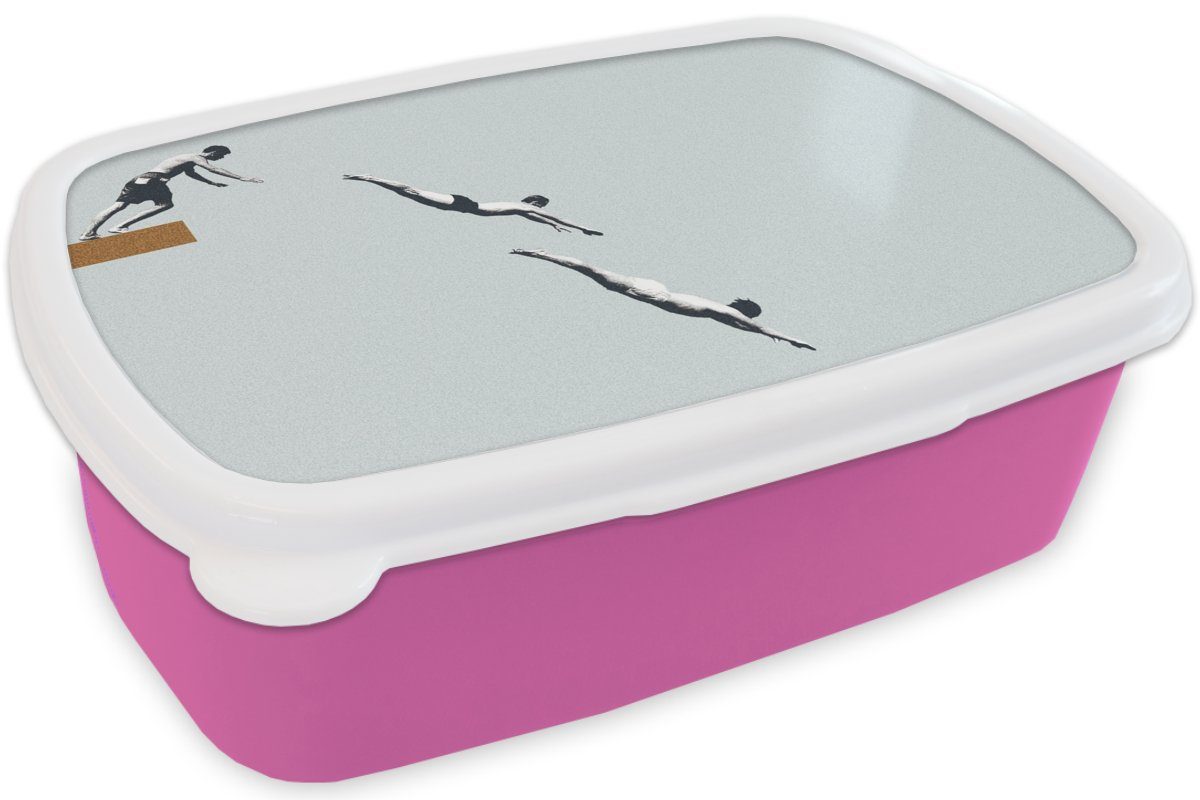 Lunchbox (2-tlg), Vintage, Snackbox, für Weinglas Brotdose - Kinder, MuchoWow Männer - Kunststoff rosa Kunststoff, Erwachsene, Mädchen, Brotbox