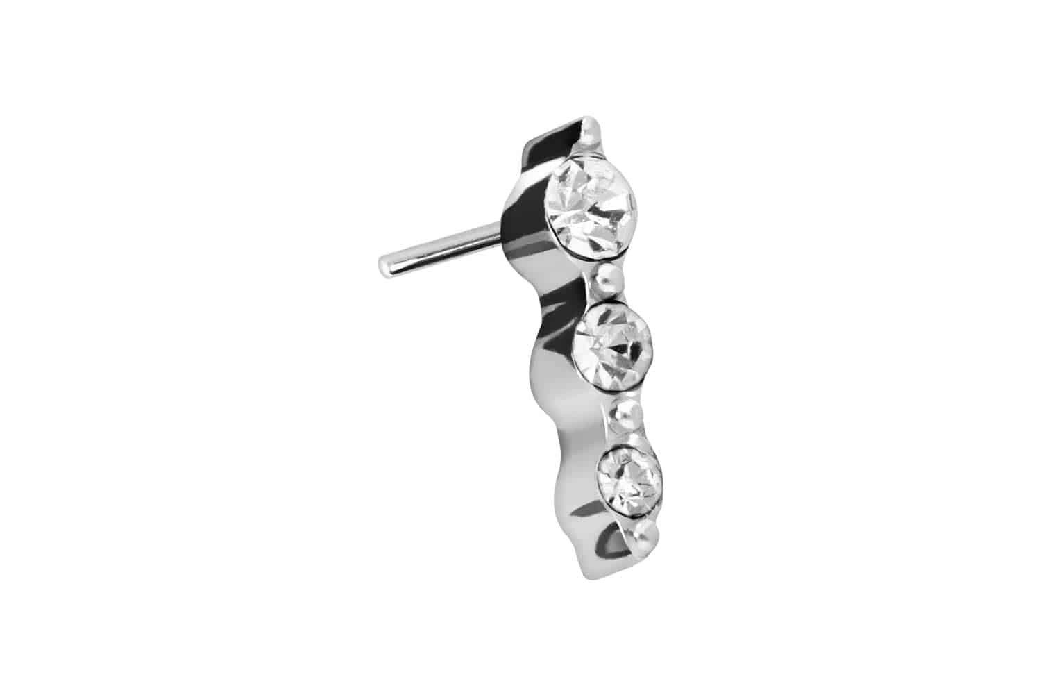 Piercing-Set Titan Aufsatz mit Push Pin 3 KRISTALLE