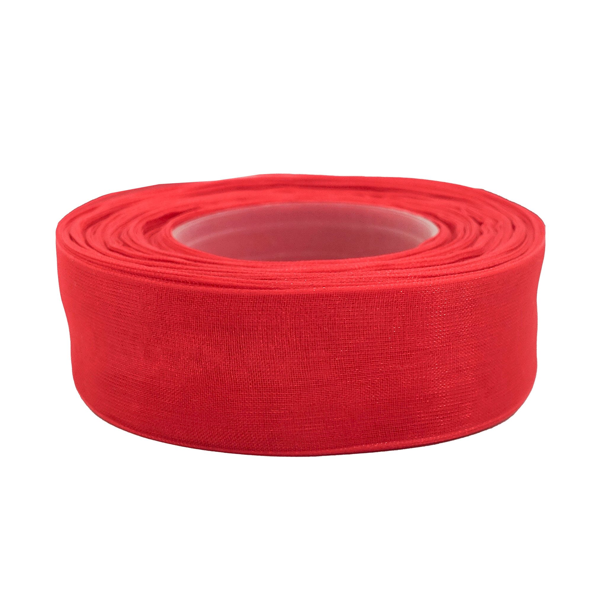 maDDma Organzaband 27m Chiffonband 25mm Polyester Schleifenband Dekoration Geschenkband, rot