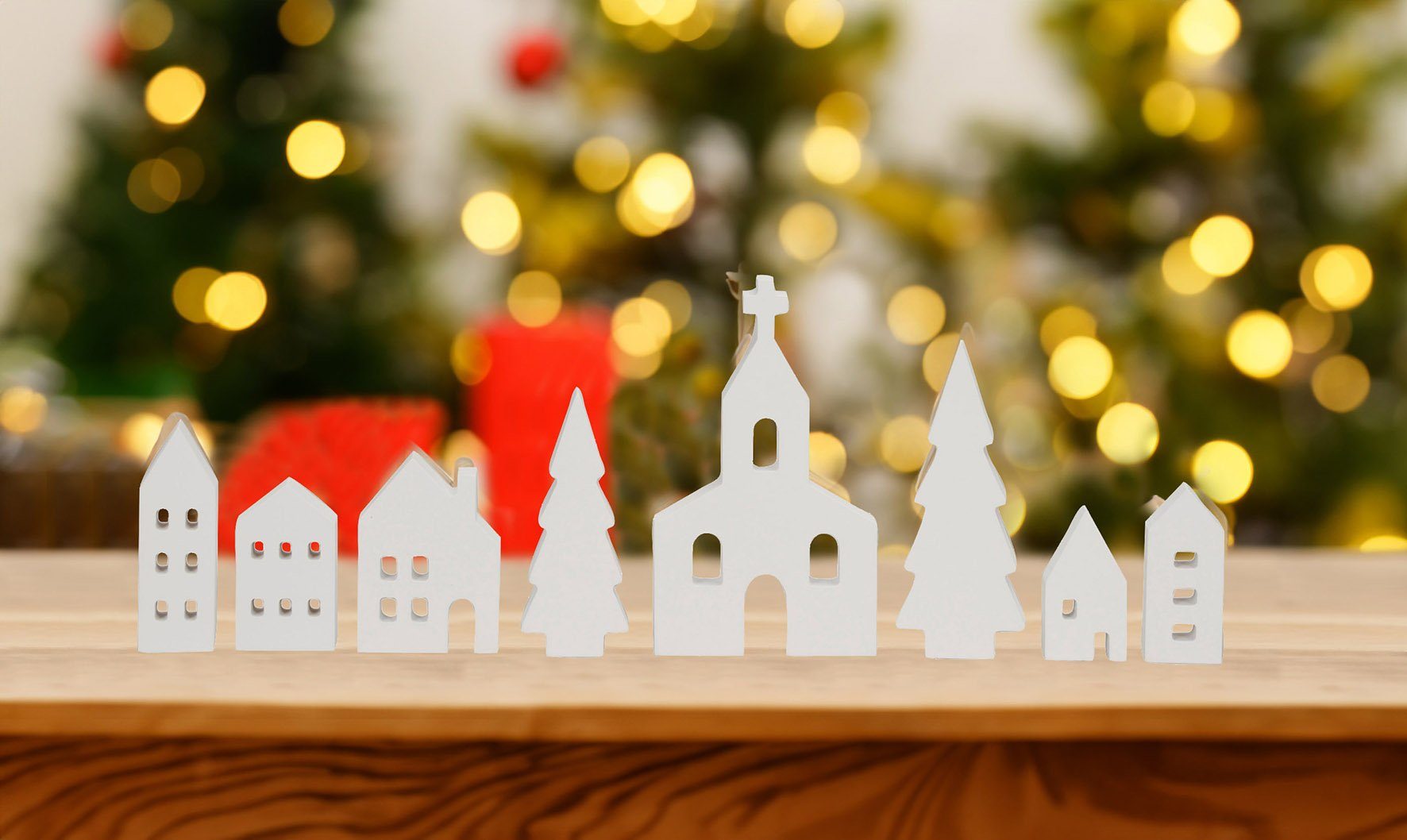 Weihnachts weiß, Set Set Holzfiguren Dorf - Weihnachtsfigur Spetebo Deko Figuren