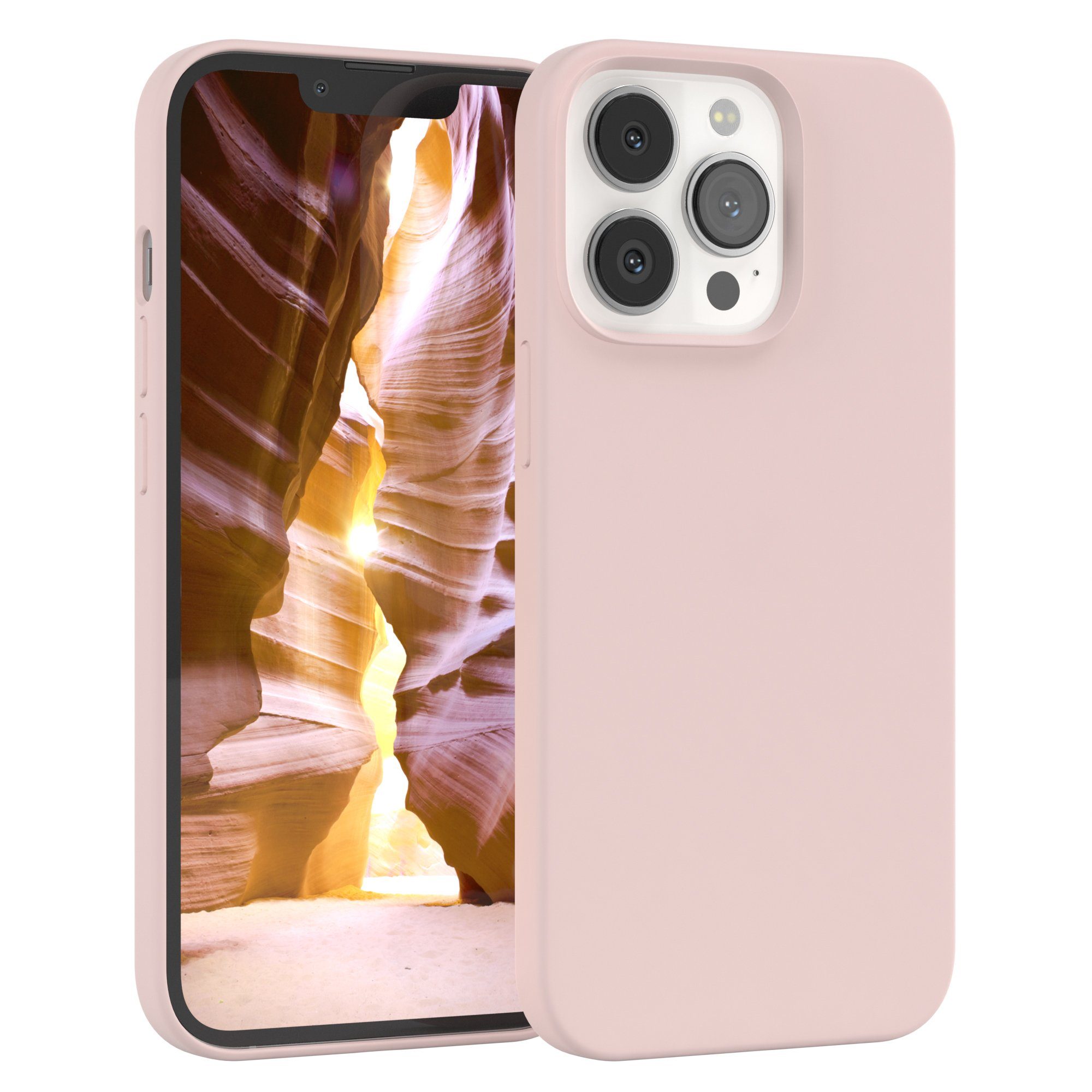 EAZY CASE Handyhülle Premium Silikon Case für Apple iPhone 13 Pro 6,1 Zoll, Silikon Schutzhülle mit Kameraschutz kratzfest Cover Rosa / Altrosa