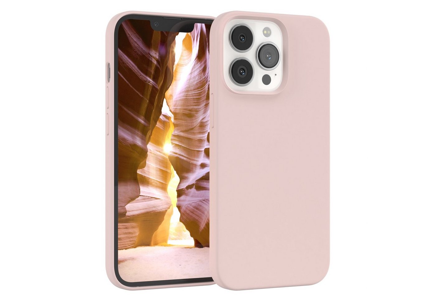 EAZY CASE Handyhülle Premium Silikon Case für Apple iPhone 13 Pro 6,1 Zoll, Silikon Schutzhülle mit Kameraschutz kratzfest Cover Rosa / Altrosa