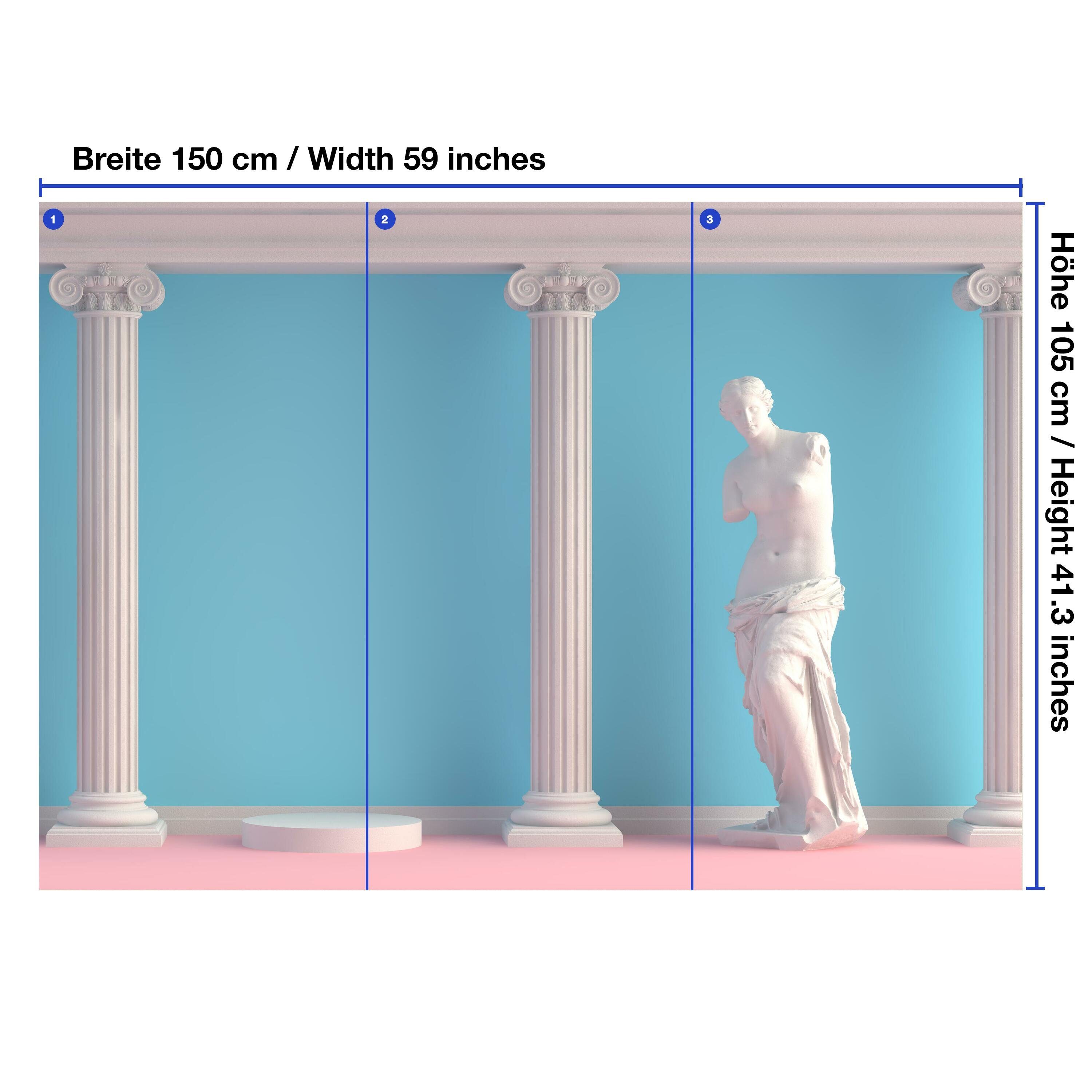 wandmotiv24 Fototapete Statue Vliestapete Frau Griechische glatt, Wandtapete, matt, Motivtapete, Säulen