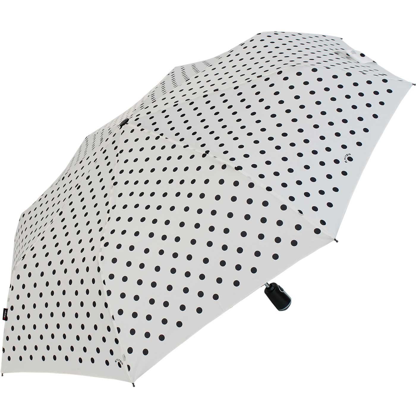 Large mit Knirps® Auf-Zu-Automatik der Polka stabile - weiß-schwarz große, Begleiter Taschenregenschirm Duomatic Dots,