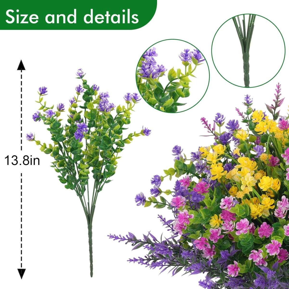 Kunstblume Künstliche Blumen Kunstpflanzen Außenbereich Sträucher, FELIXLEO – Bild 2 von 5