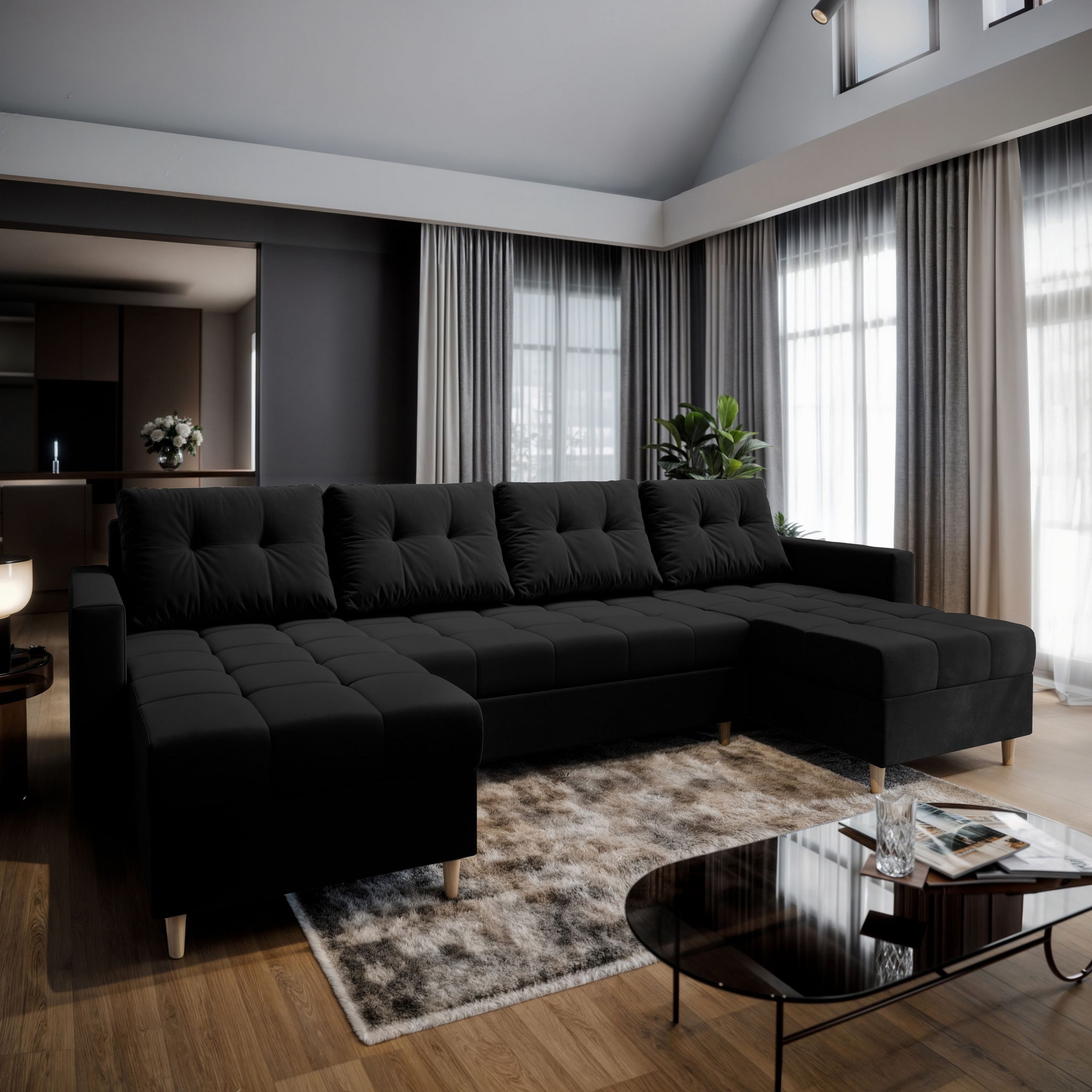 Masseno Ecksofa MILO mit Schlaffunktion U-Form, günstig online kaufen