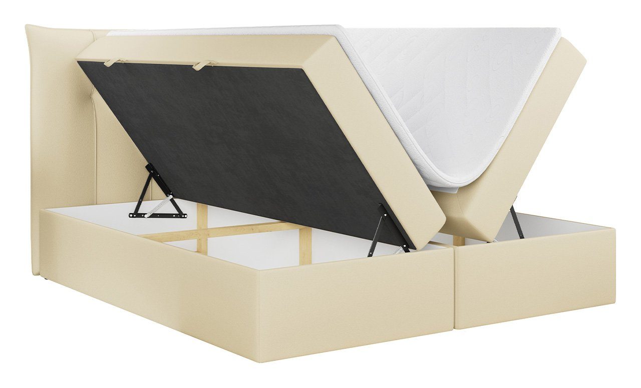 MKS MÖBEL Boxspringbett mit Bettkasten PREMIUM Schlafzimmer, für 10, Polsterbett Kopfteil mit Doppelbett