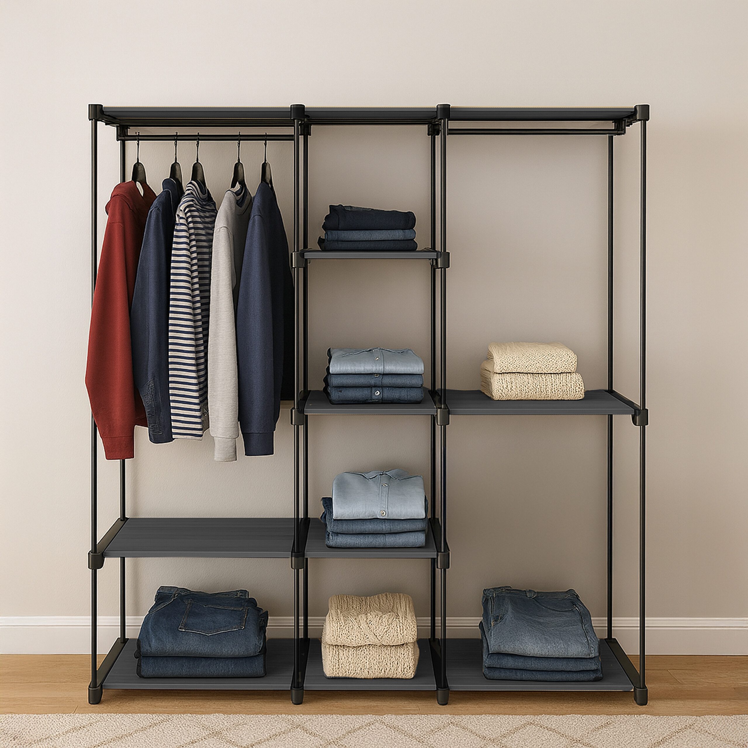 relaxdays Standregal Offene Garderobe, schwarz günstig online kaufen