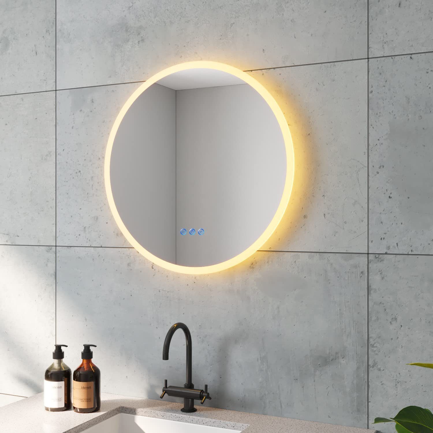 AQUABATOS LED-Lichtspiegel Badspiegel rund mit Beleuchtung günstig online kaufen