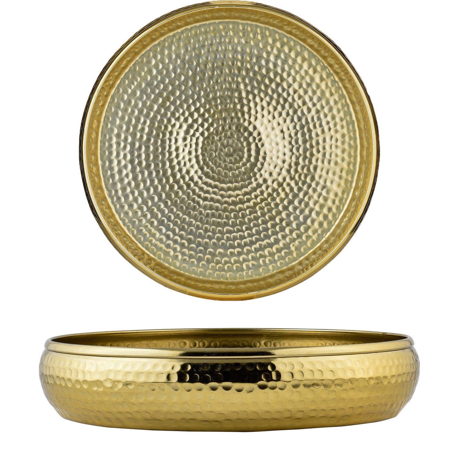 Marrakesch Orient & Mediterran Interior Dekoschale Schale Fidan aus Aluminium für dekorative Arrangements, Gold 34 cm (1 St), Handarbeit – Bild 5 von 5